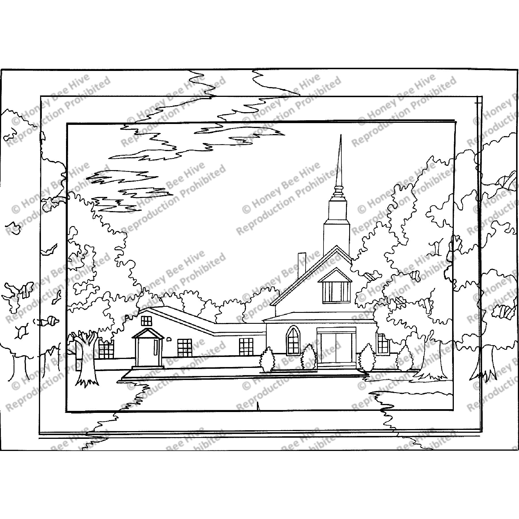 Bayou De Chien Church - Small, rug hooking pattern