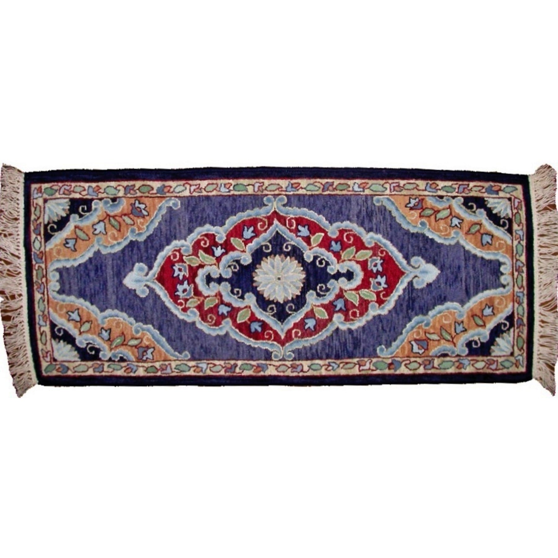 Kerman Bench, rug hooked by Elizabeth Marino