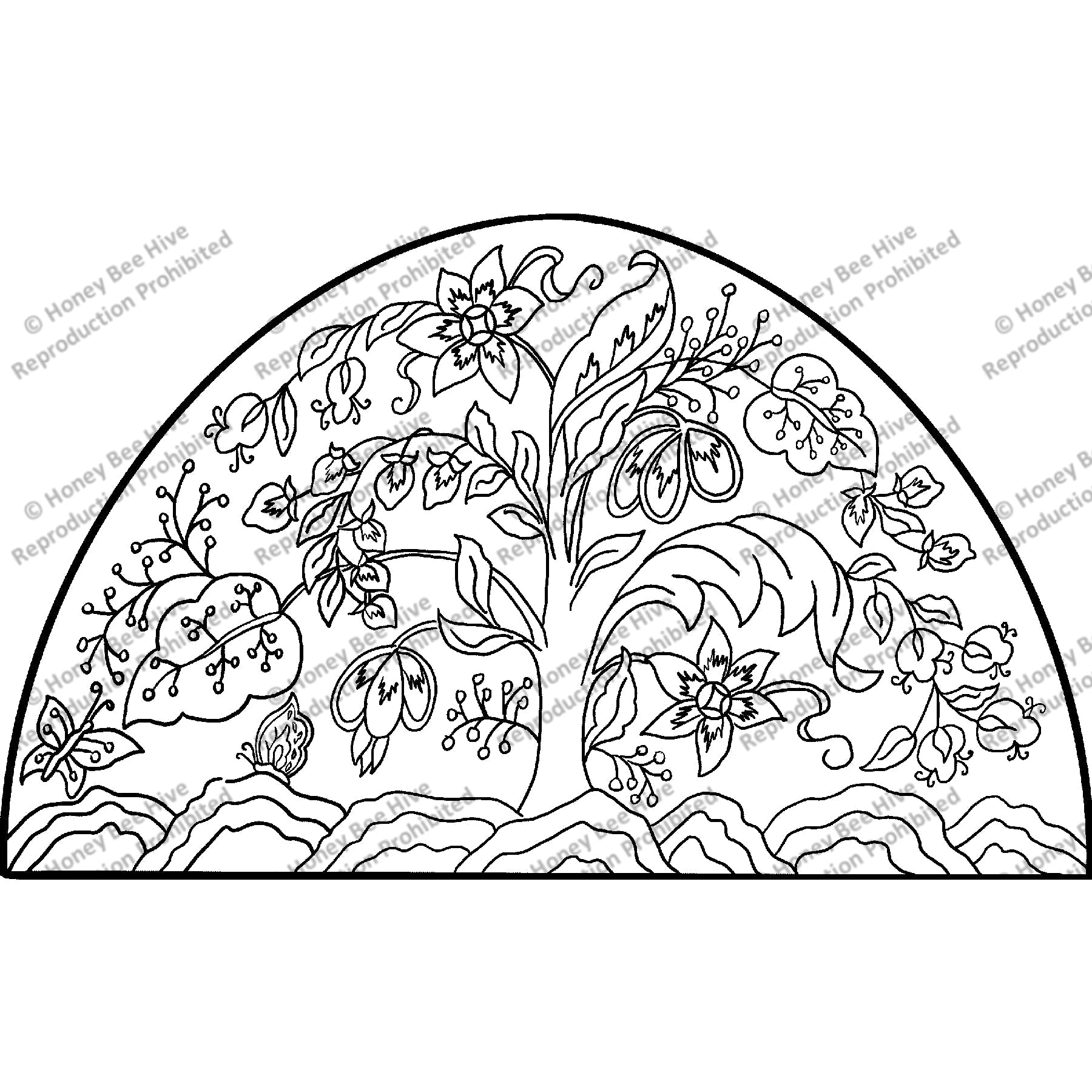 Dutchess Crewel, rug hooking pattern