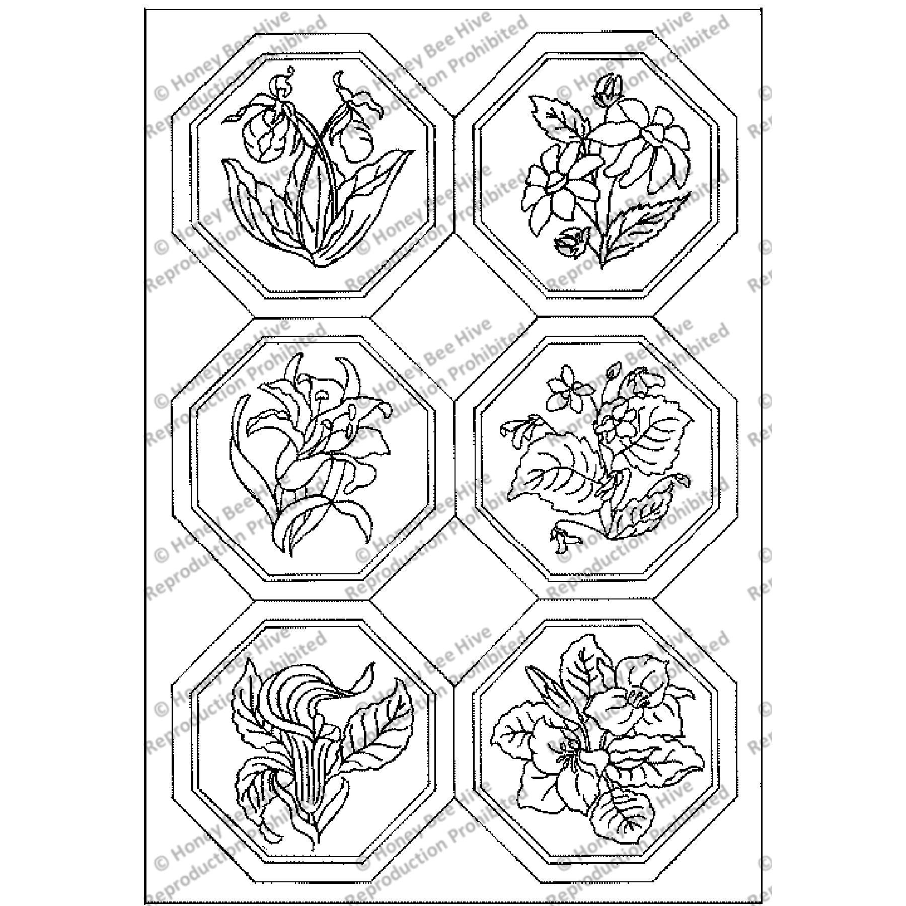 Wild Flowers, rug hooking pattern