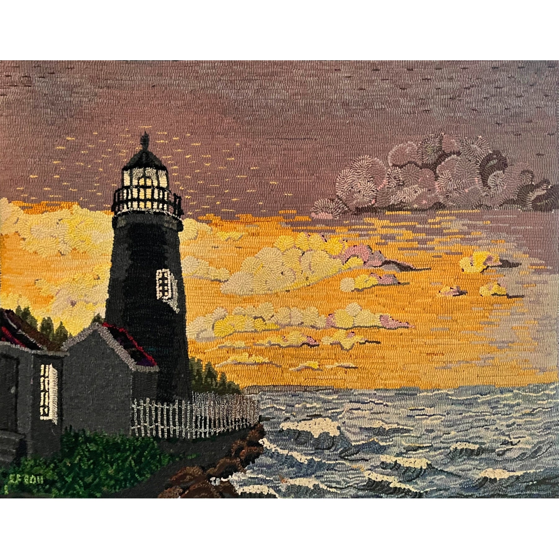Pemaquid Light House, rug hooked by Ellen Forstrom