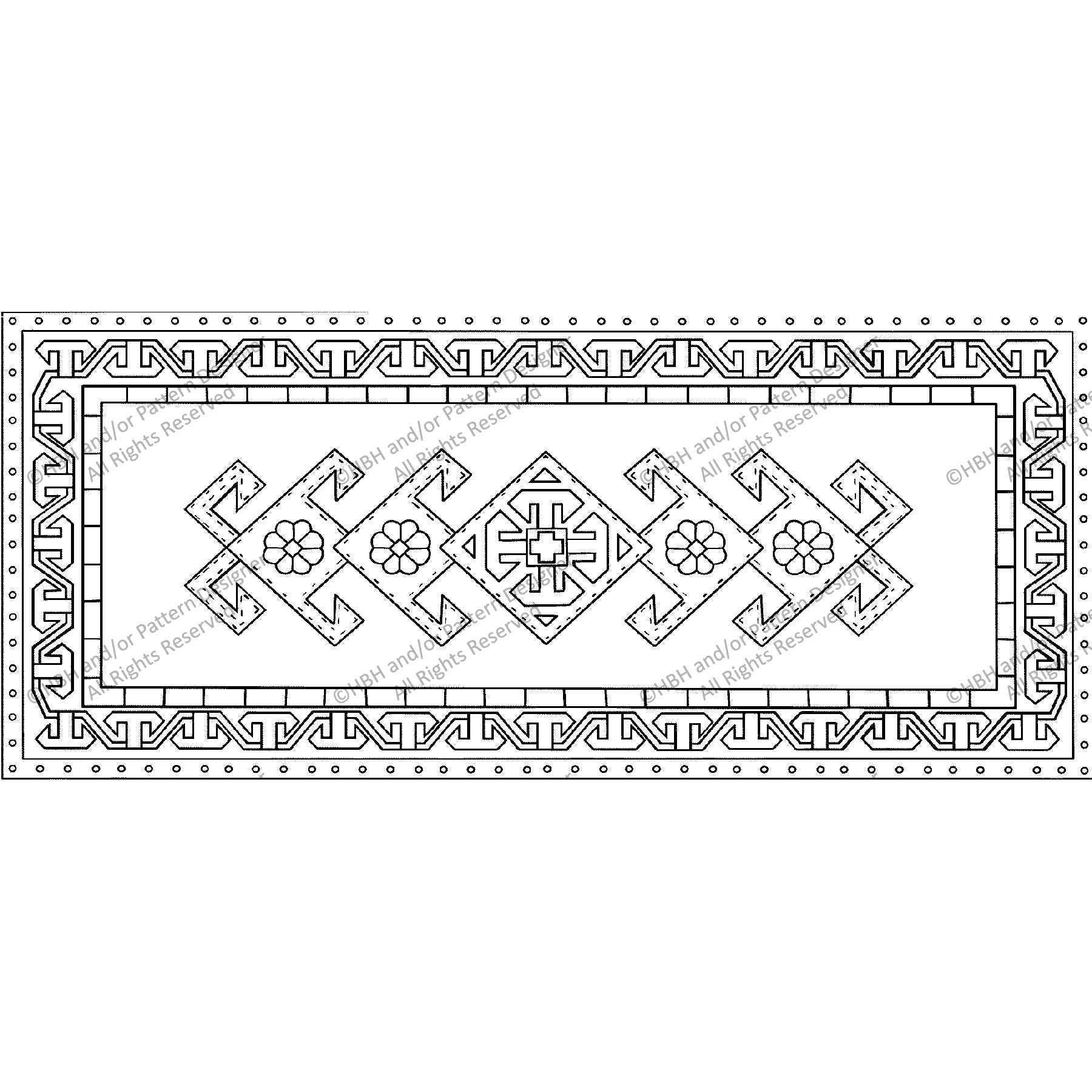 Turkoman, rug hooking pattern