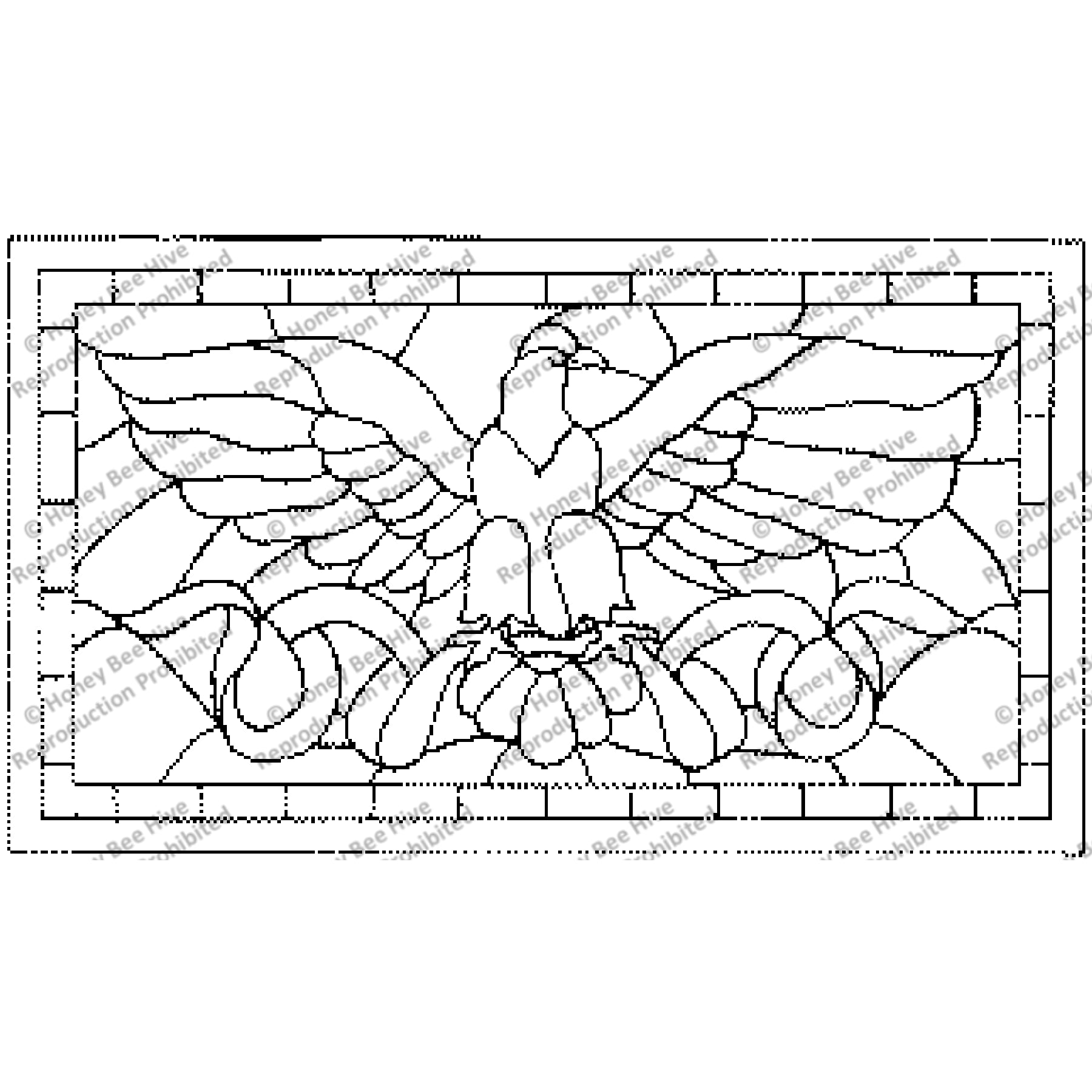 Stained Glass Eagle Bench, rug hooking pattern