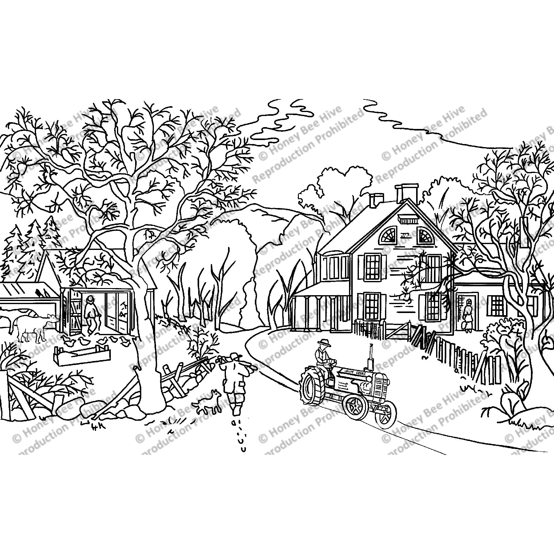 American Homestead Summer, rug hooking pattern