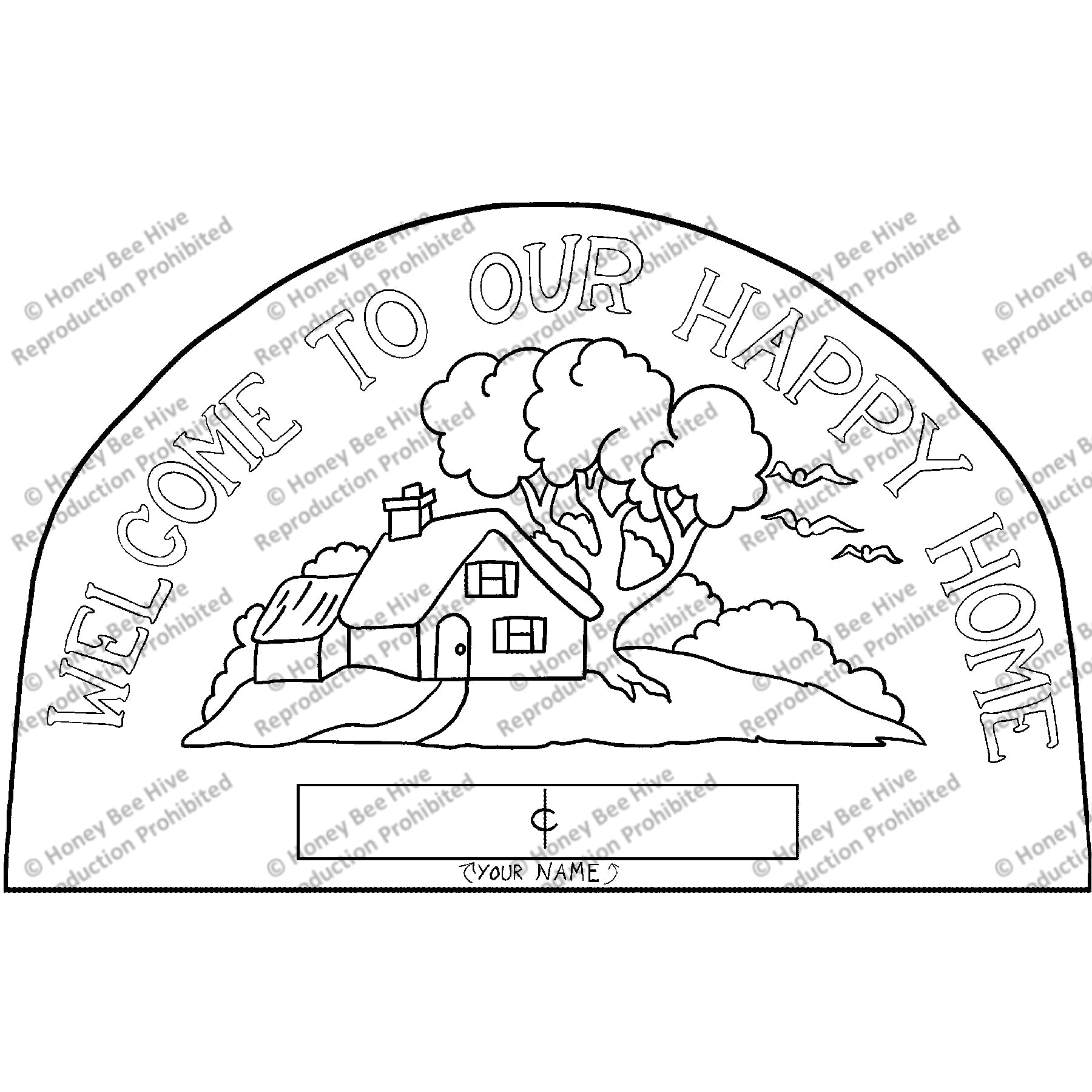 Happy Home Welcome, rug hooking pattern