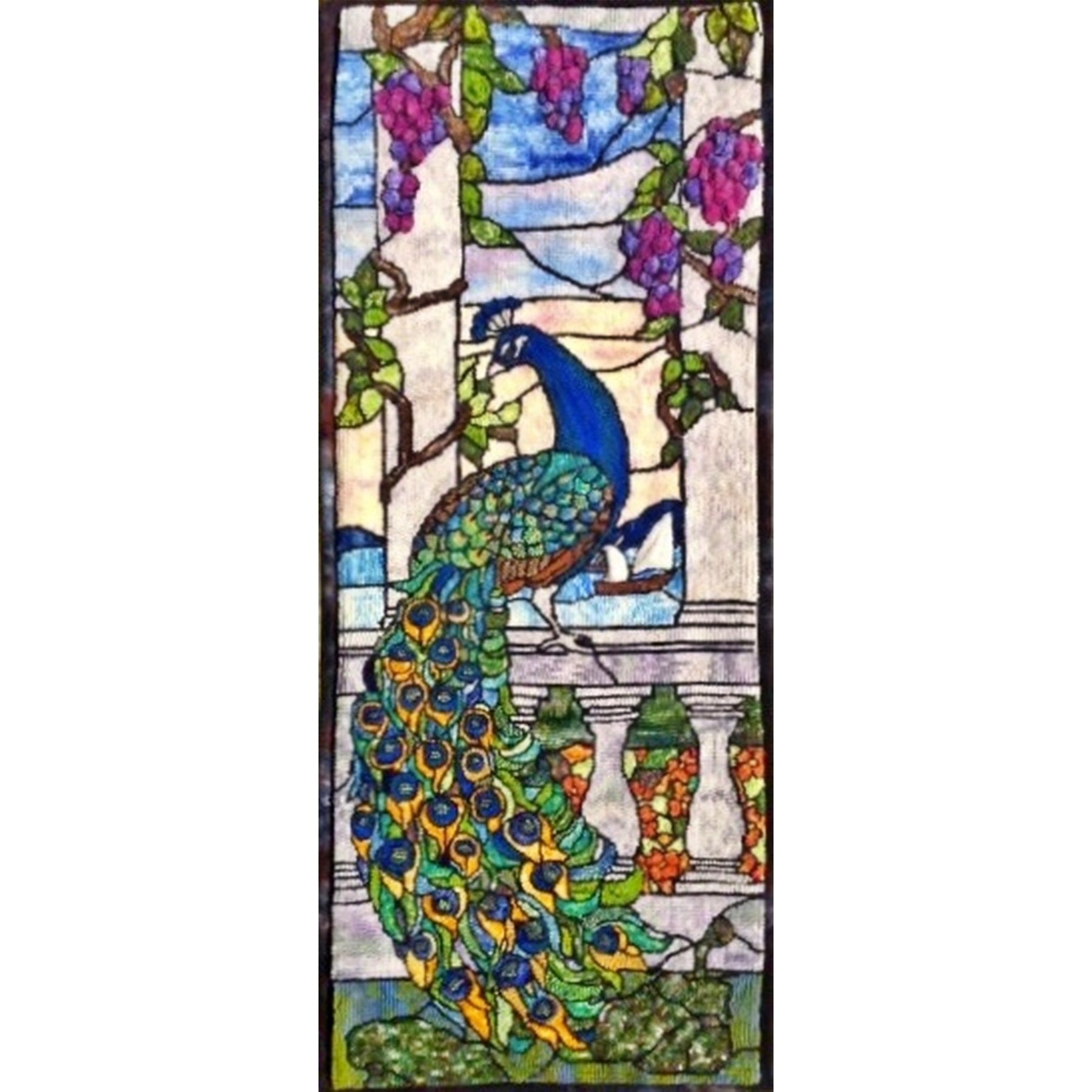 Tiffany Peacock, rug hooked by Ania Knap