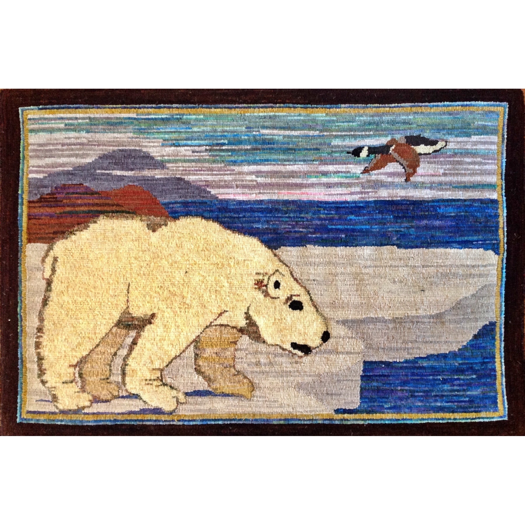 Polar Bear-Grenfell Style, rug hooked by Mary Schnitzler V1