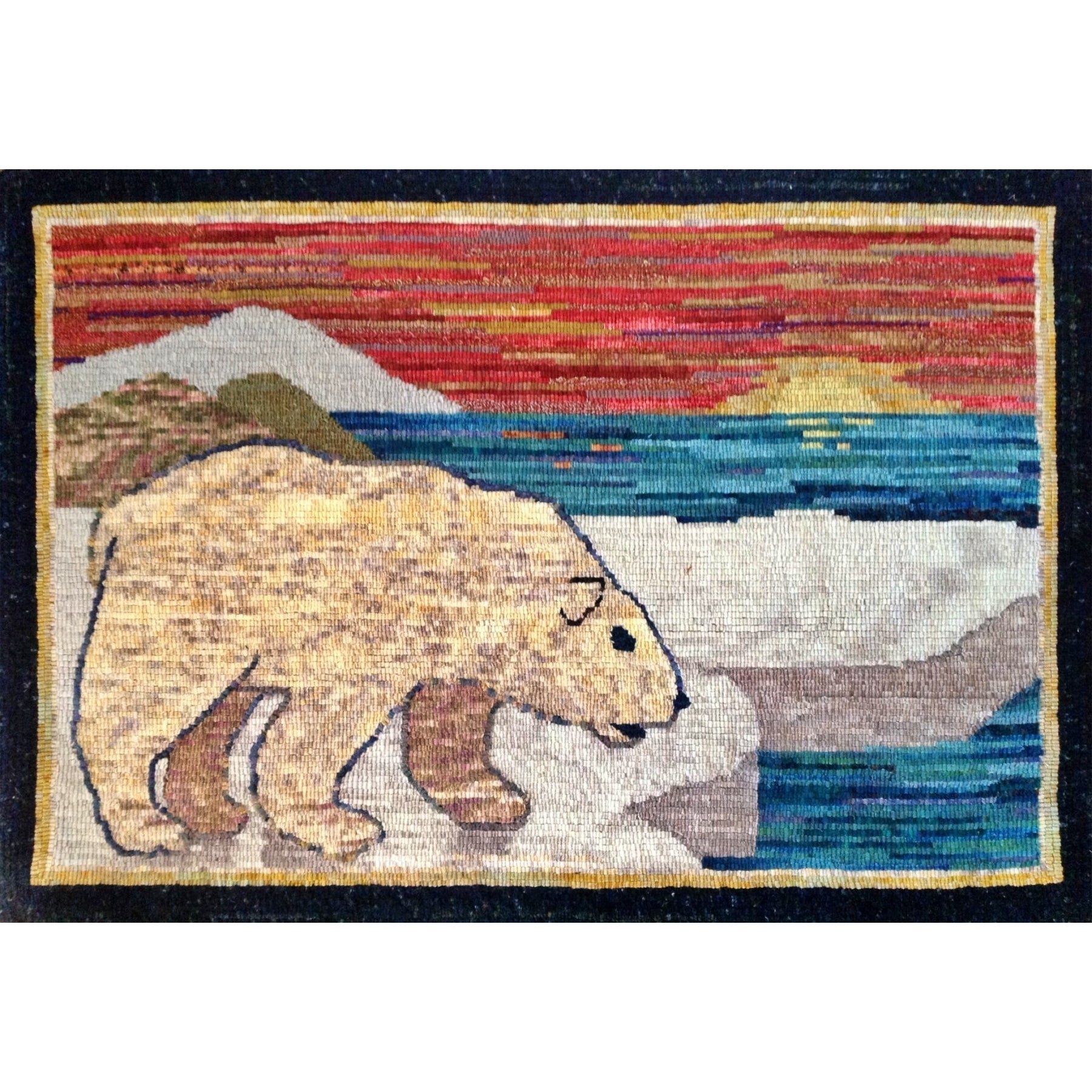 Polar Bear-Grenfell Style, rug hooked by Mary Schnitzler V2