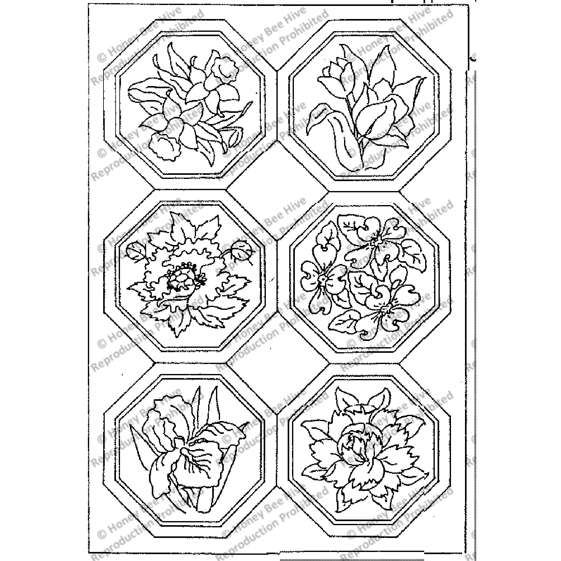 Floral Mosaic, rug hooking pattern