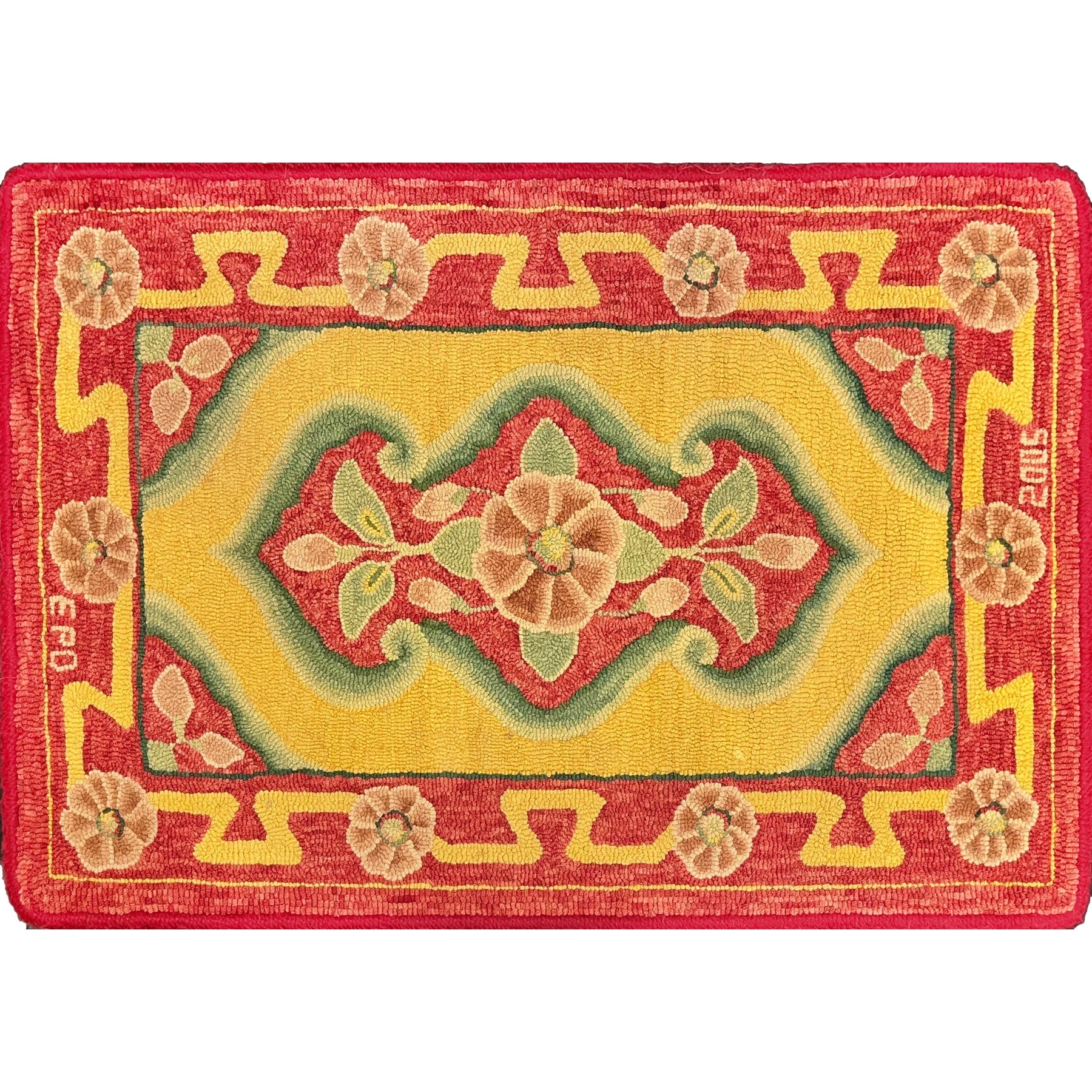 Meshed, rug hooked by Elvie DeHaven