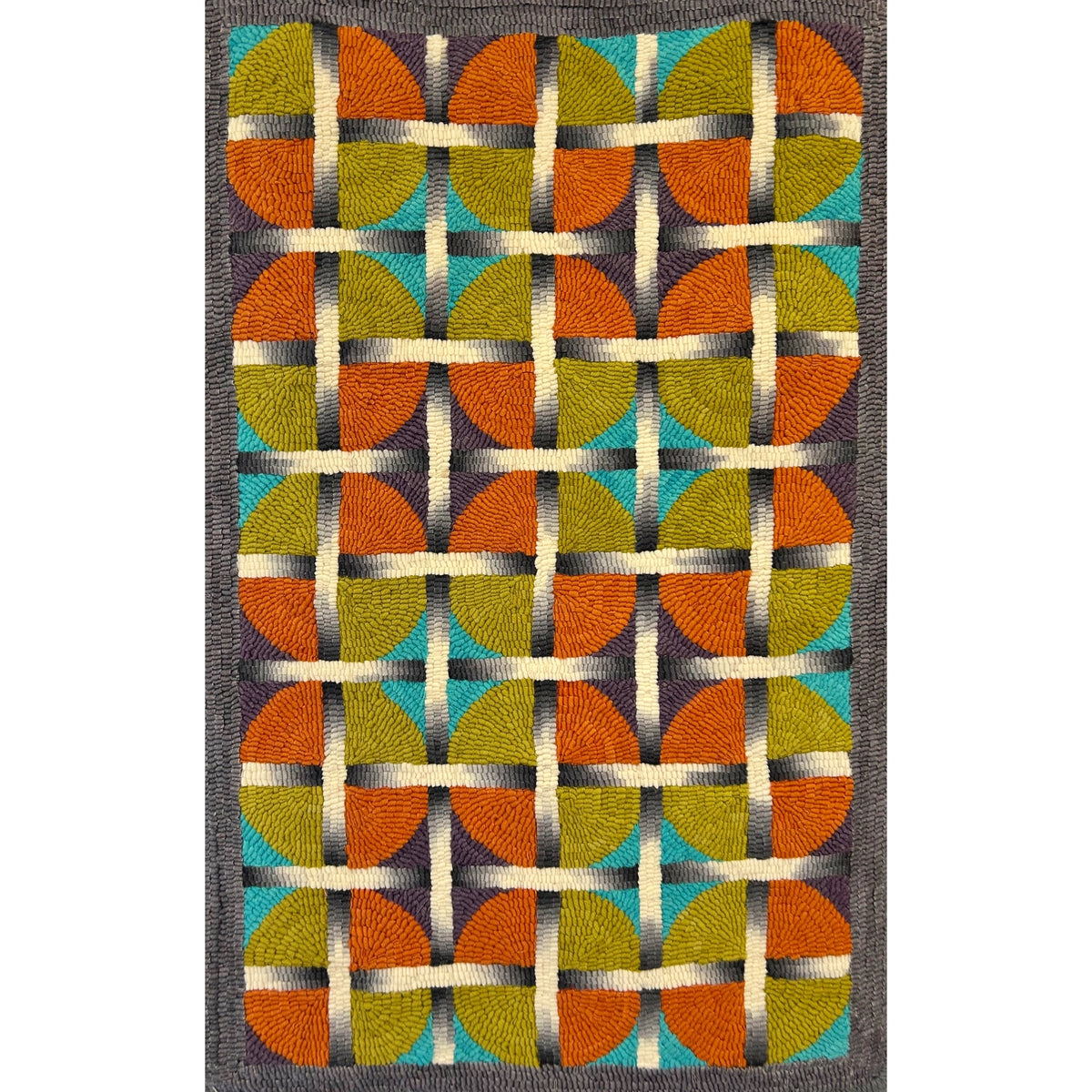 Kaliedescope, rug hooked by Jenifer Rudolph