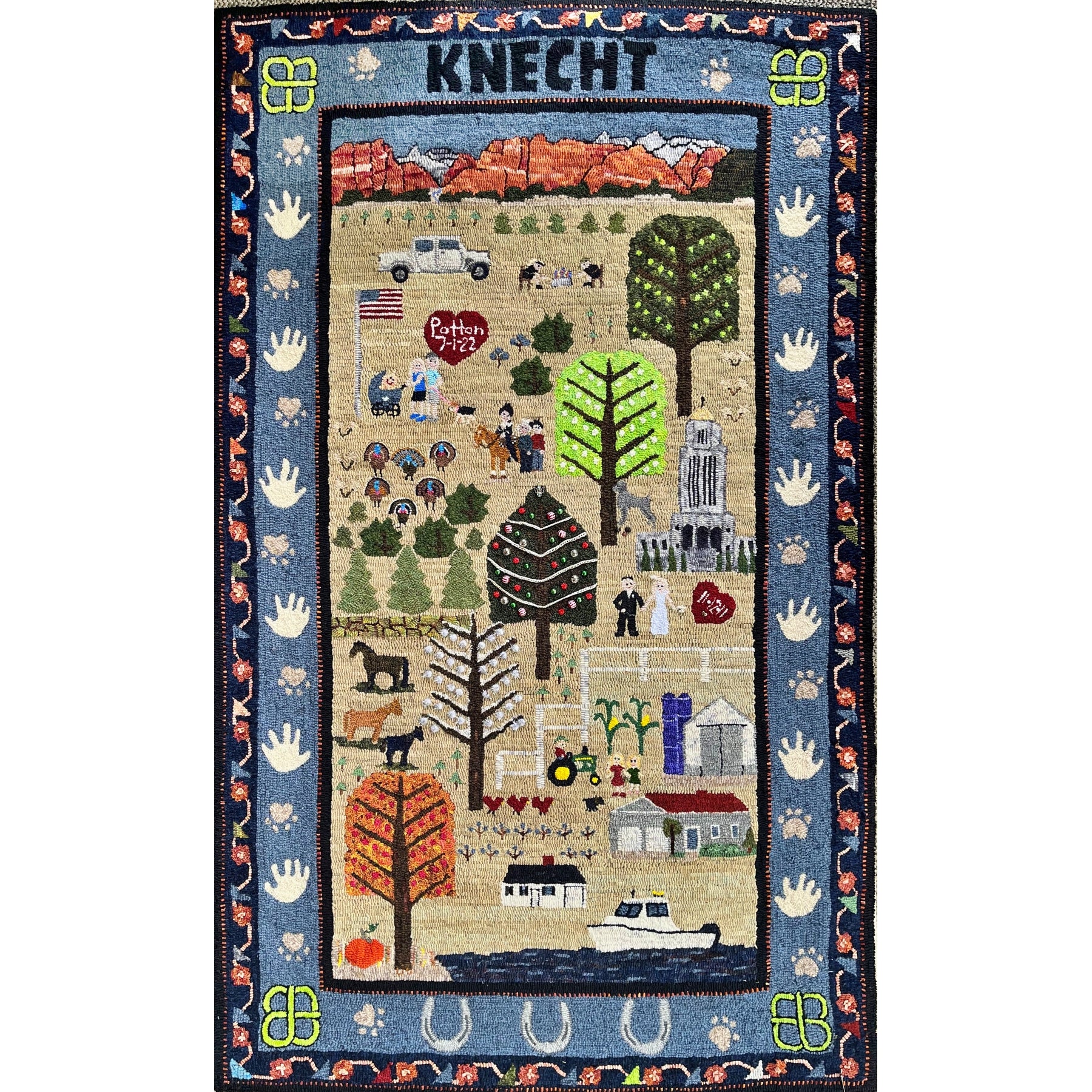 East Meets West, rug hooked by Libbey Lundgren (adapted)