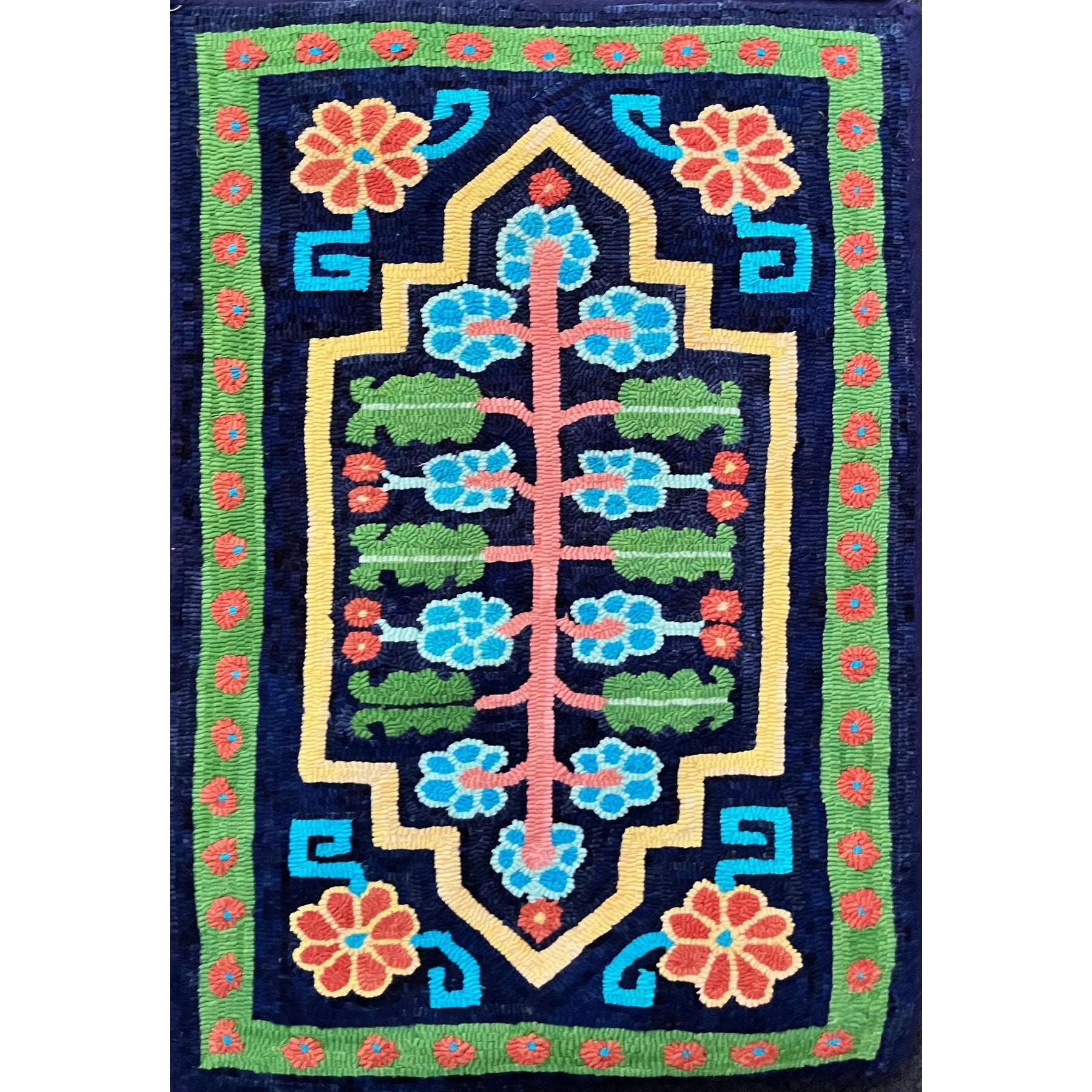 Khotan (Wide Cut) - Small, rug hooked by Judy Brown