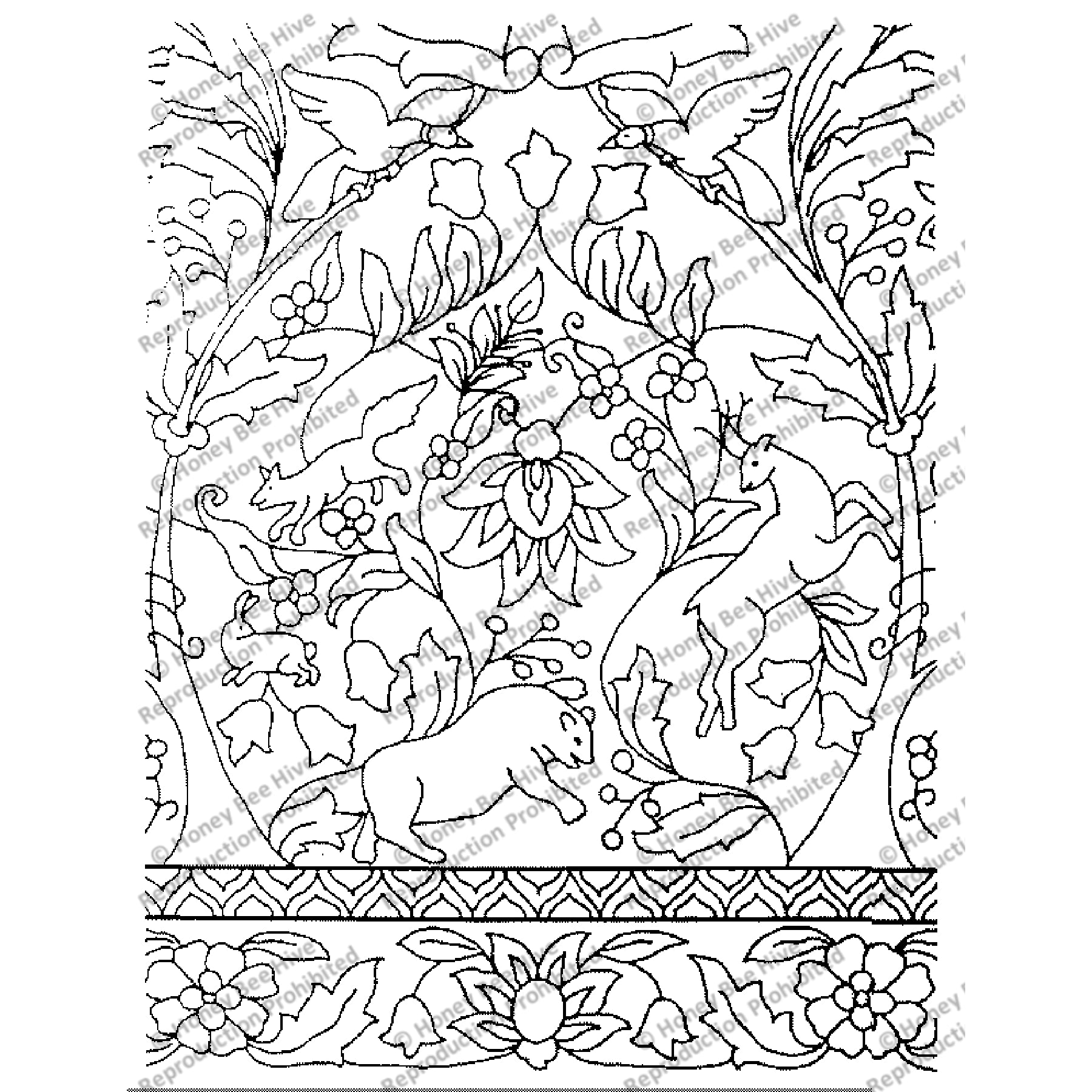 Kerman Caravan Detail, rug hooking pattern