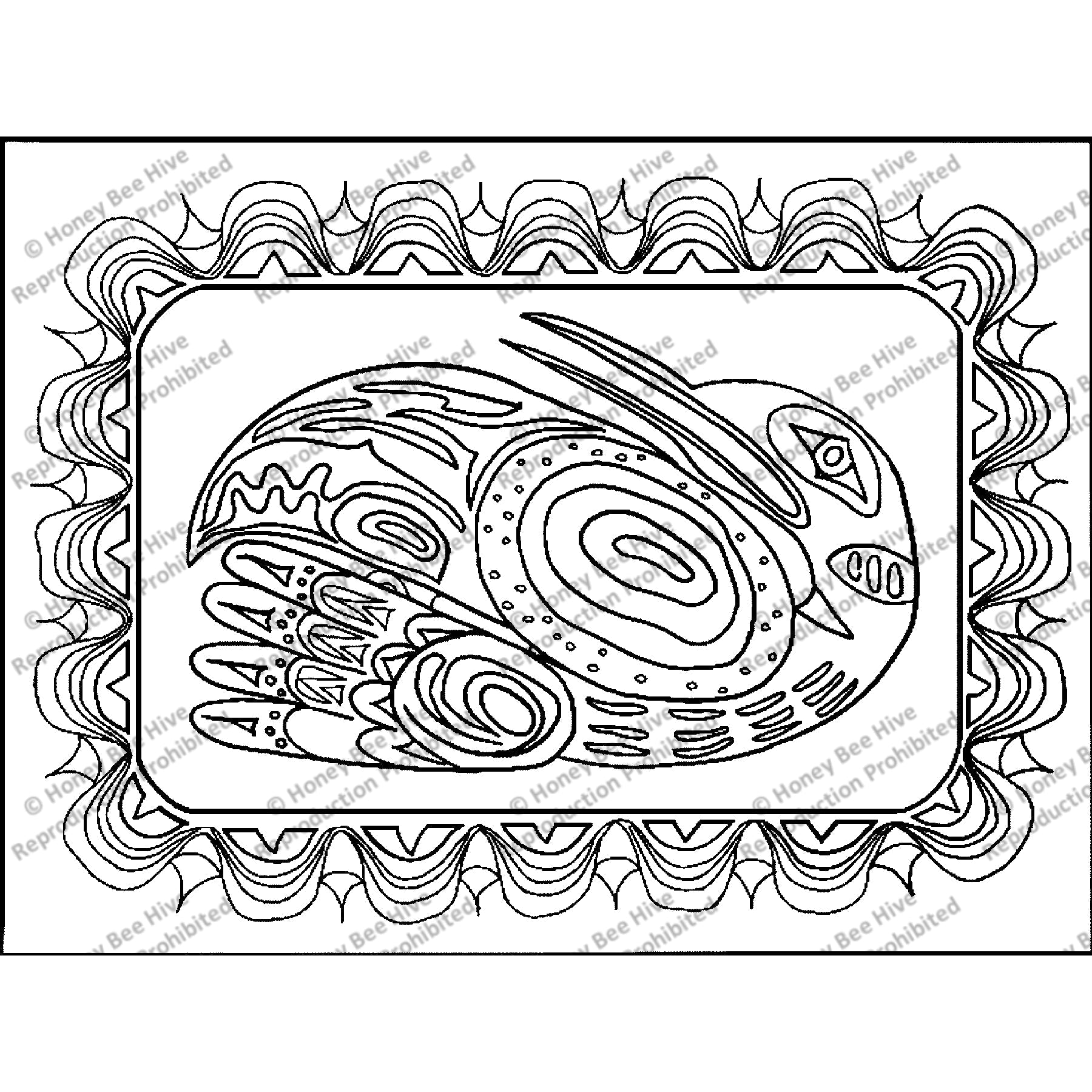 Northwest Loon, rug hooking pattern