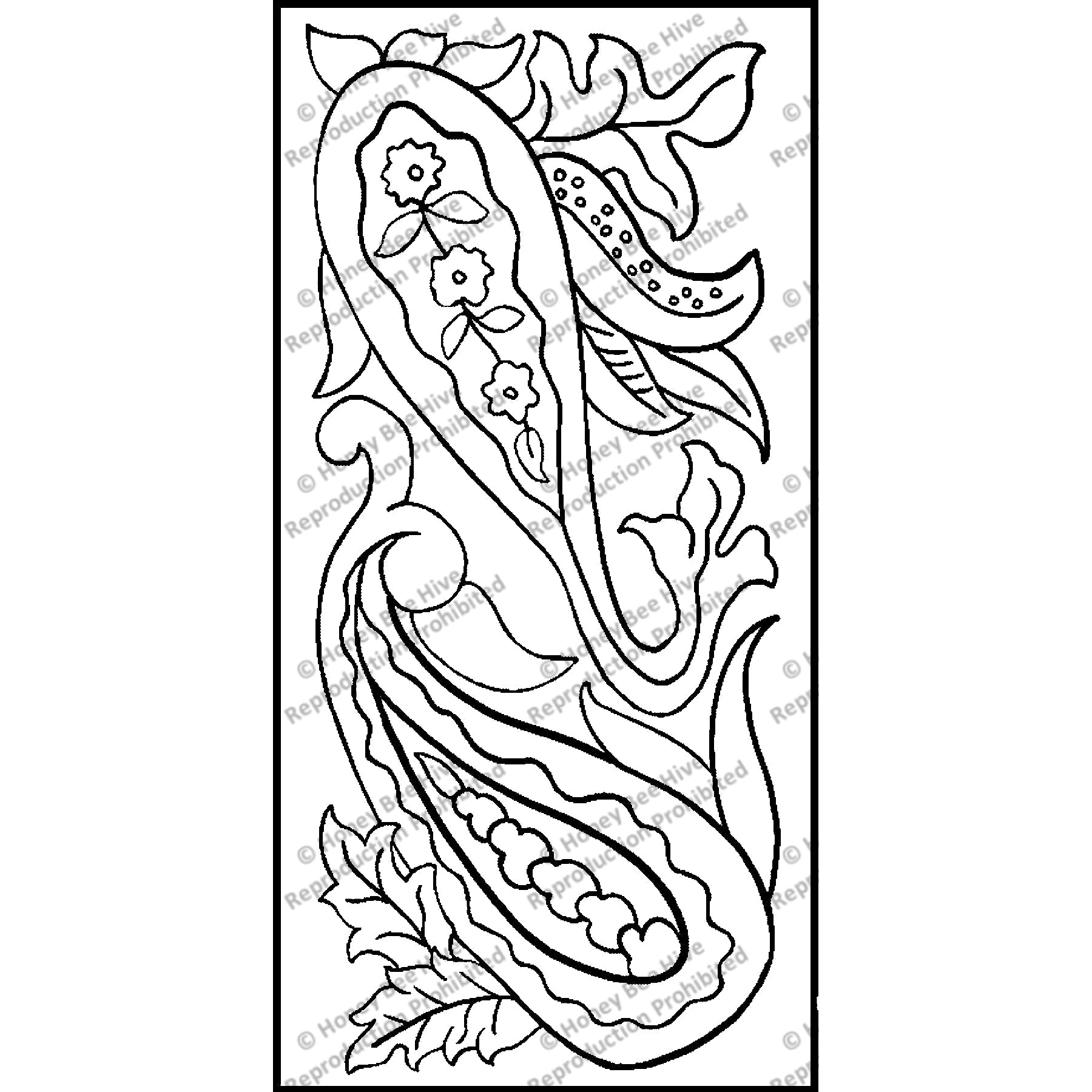 Paisley For Wide Cut, rug hooking pattern