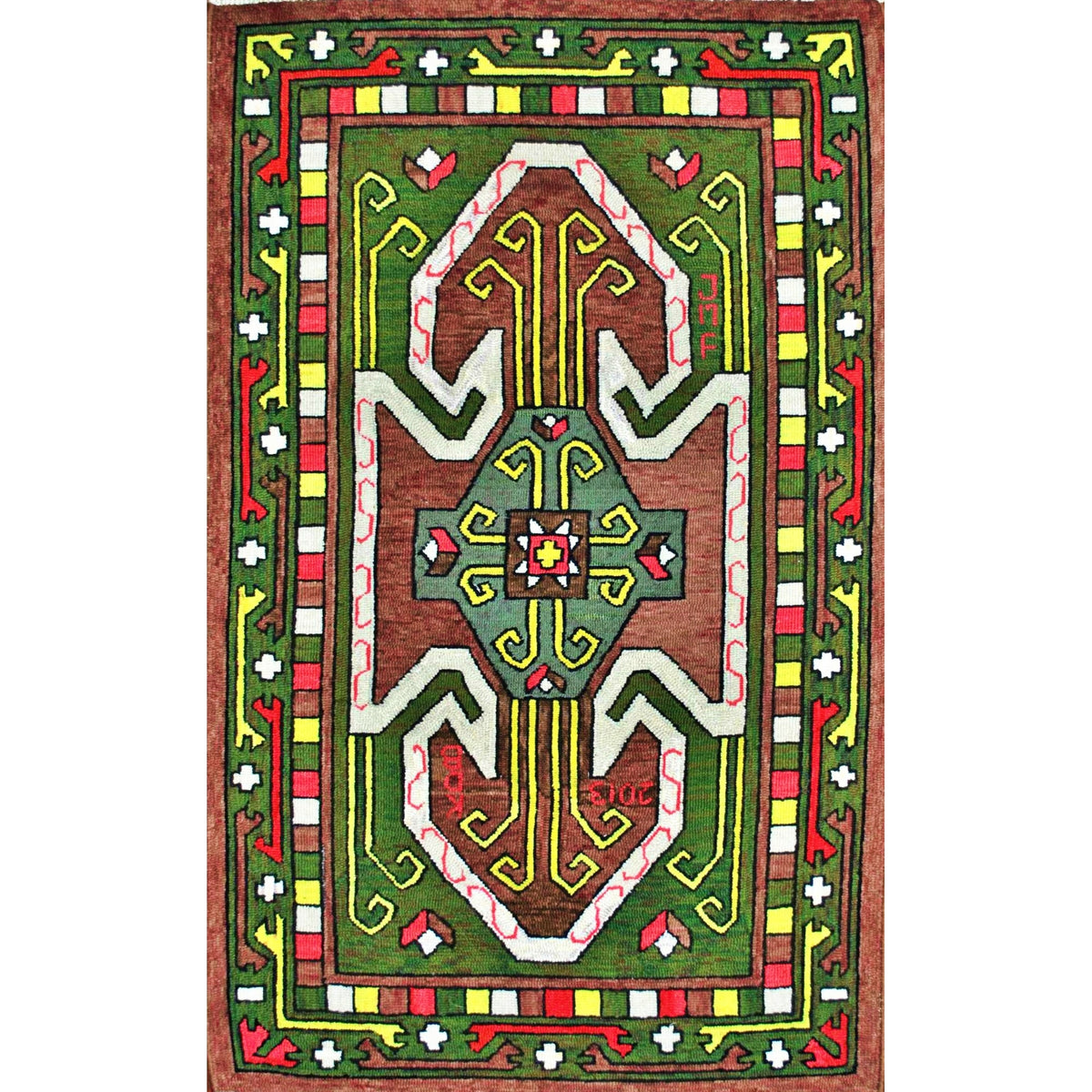 Kilim For Kyle, rug hooked by Jane McGown Flynn