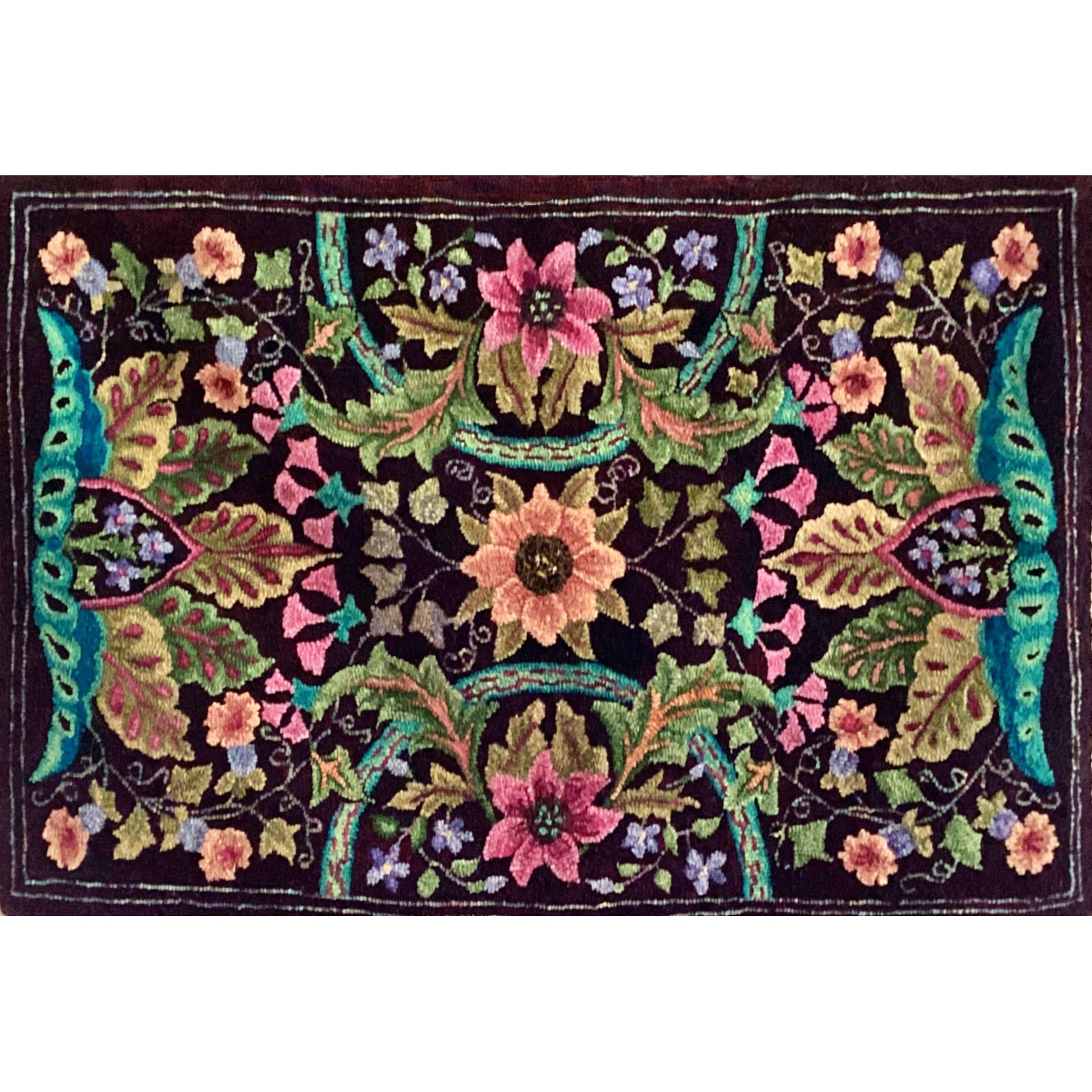 Morris Victorian, rug hooked by Sandy Rand