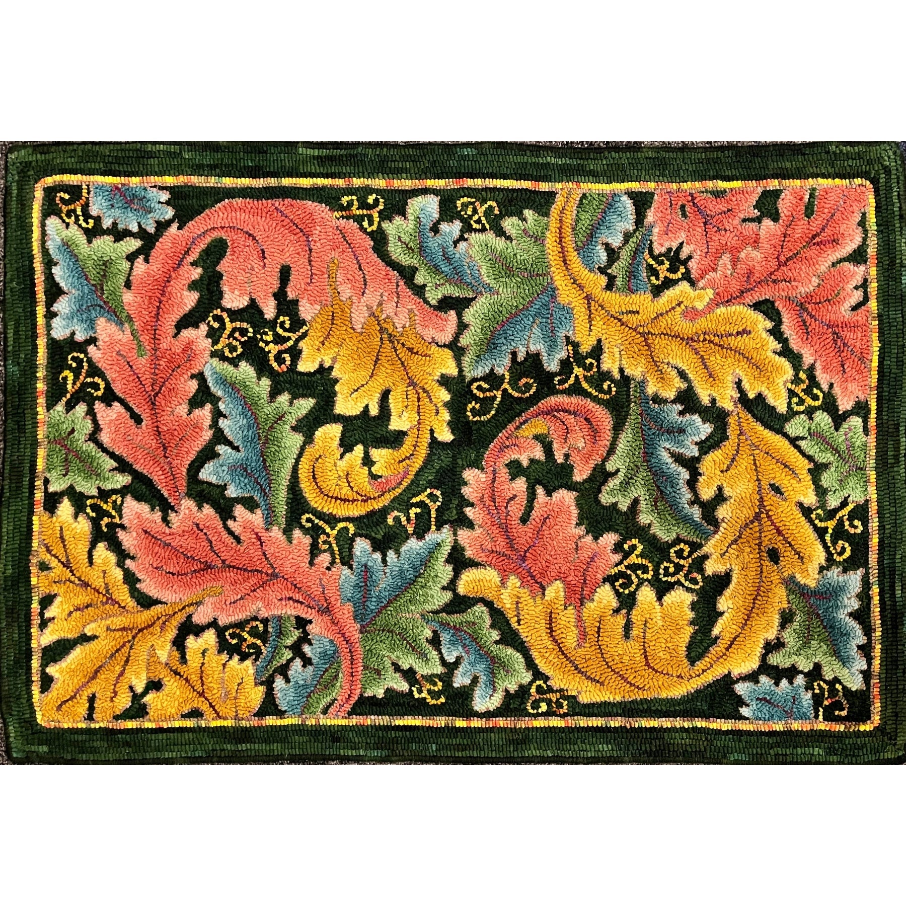 Acanthus Morris, rug hooked by Vivily Powers