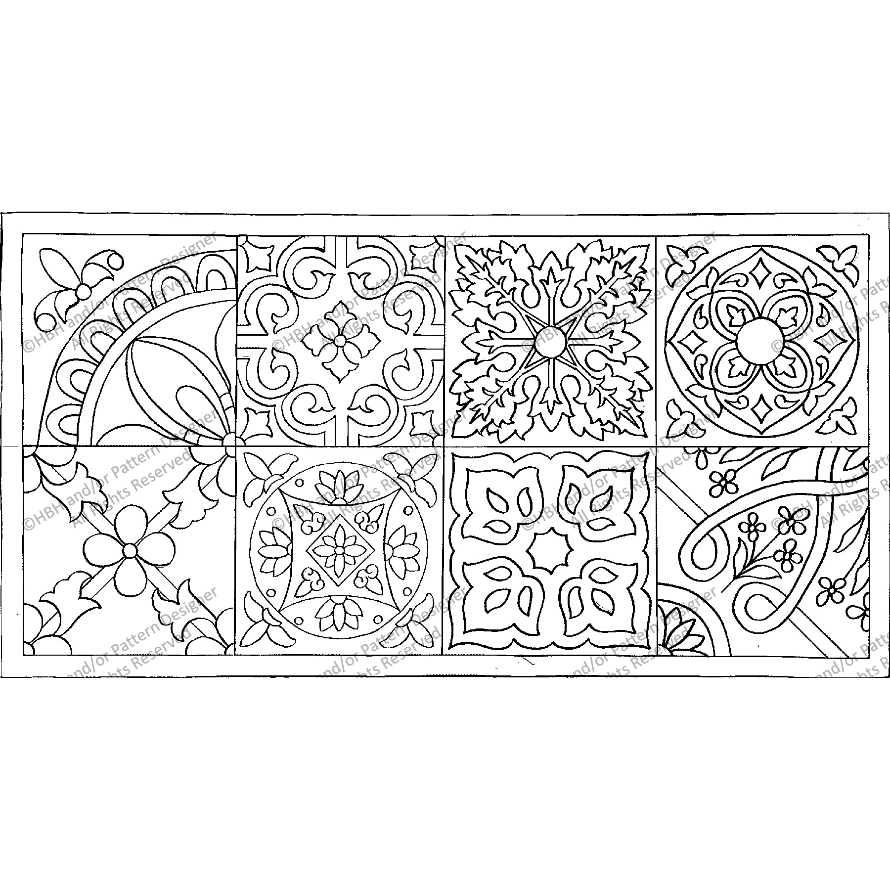 Tiles of Porto, rug hooking pattern