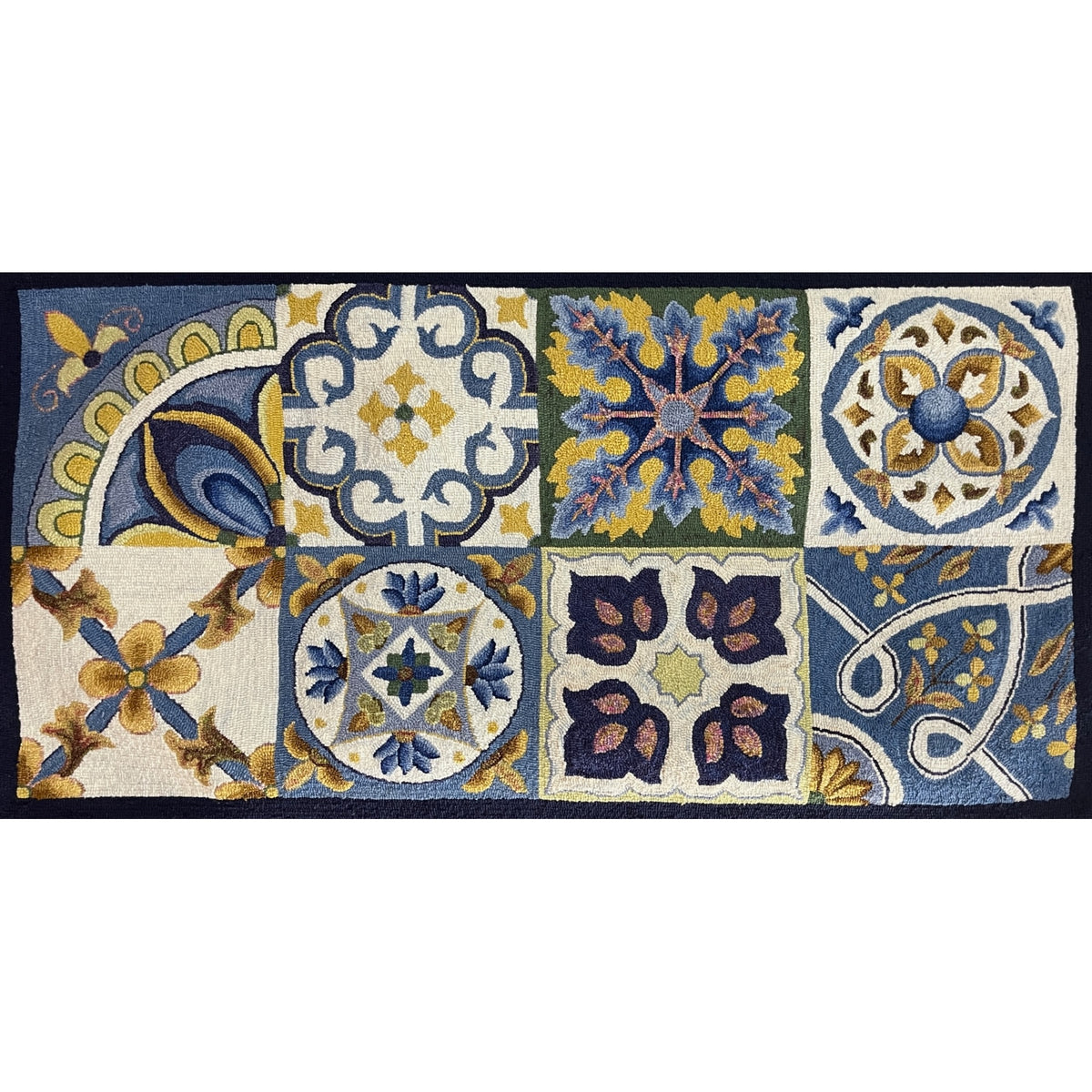 Tiles of Porto, rug hooked by Jane McGown Flynn