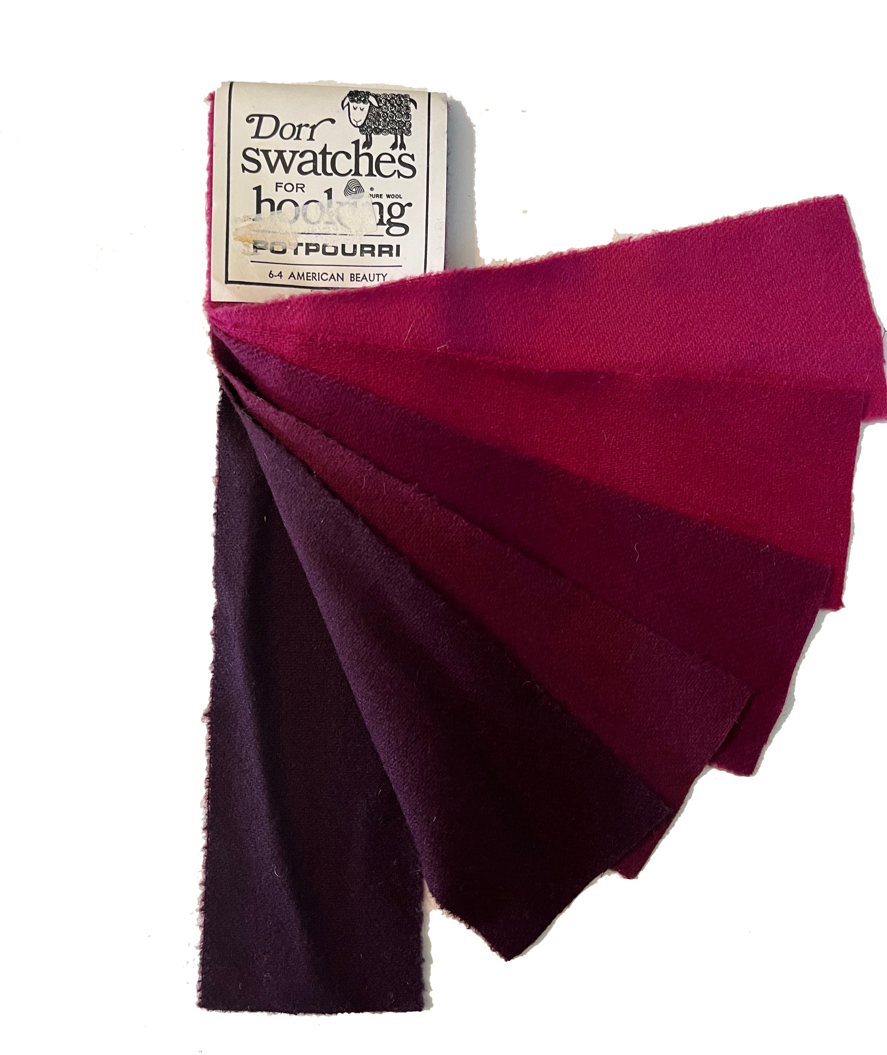 American Beauty 6-value Vintage Dorr Mill Swatch for Rug Hooking (6-4)