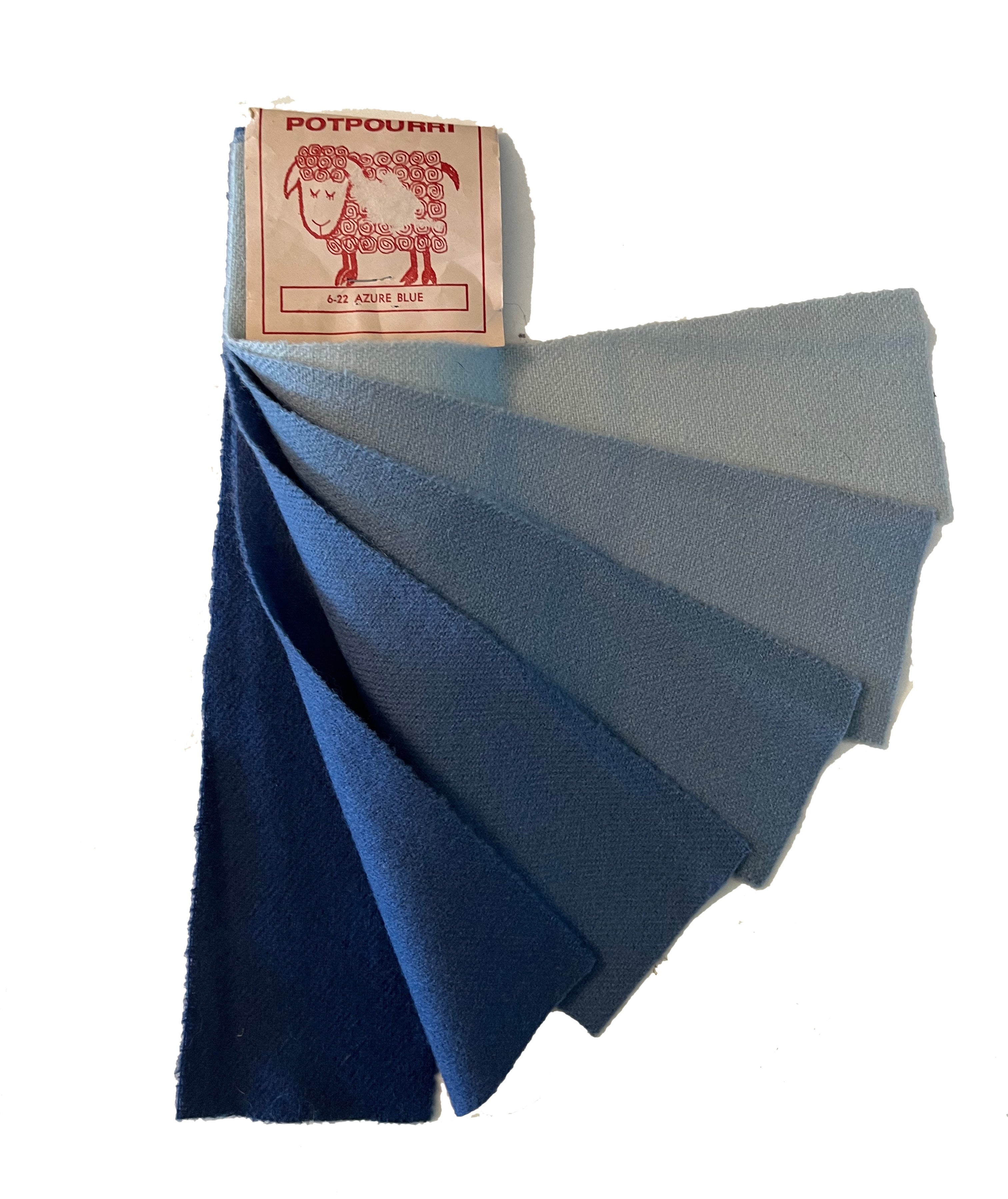 Azure Blue 6-value Vintage Dorr Mill Swatch for Rug Hooking (6-22)