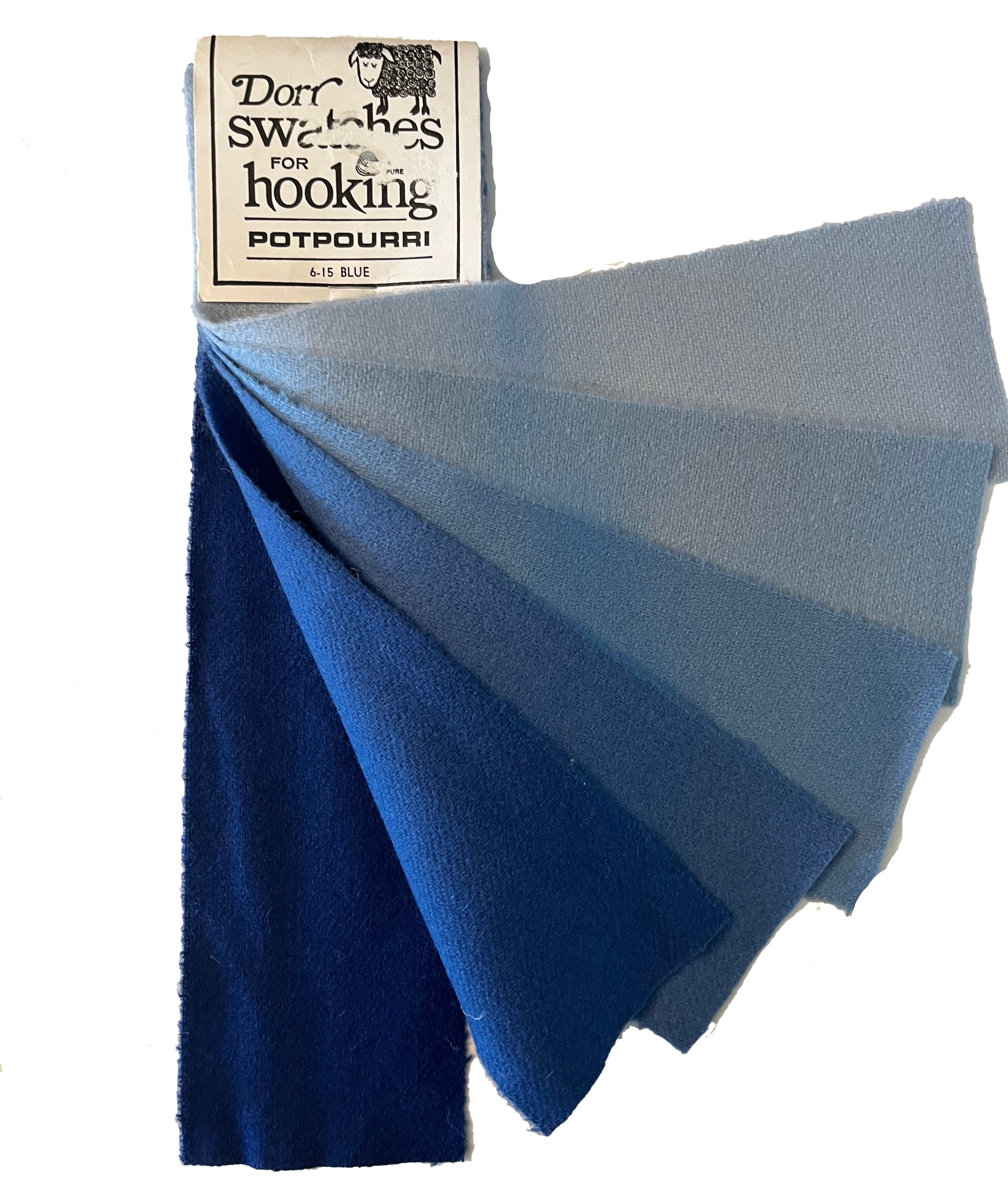 Blue 6-value Vintage Dorr Mill Swatch for Rug Hooking (6-15)