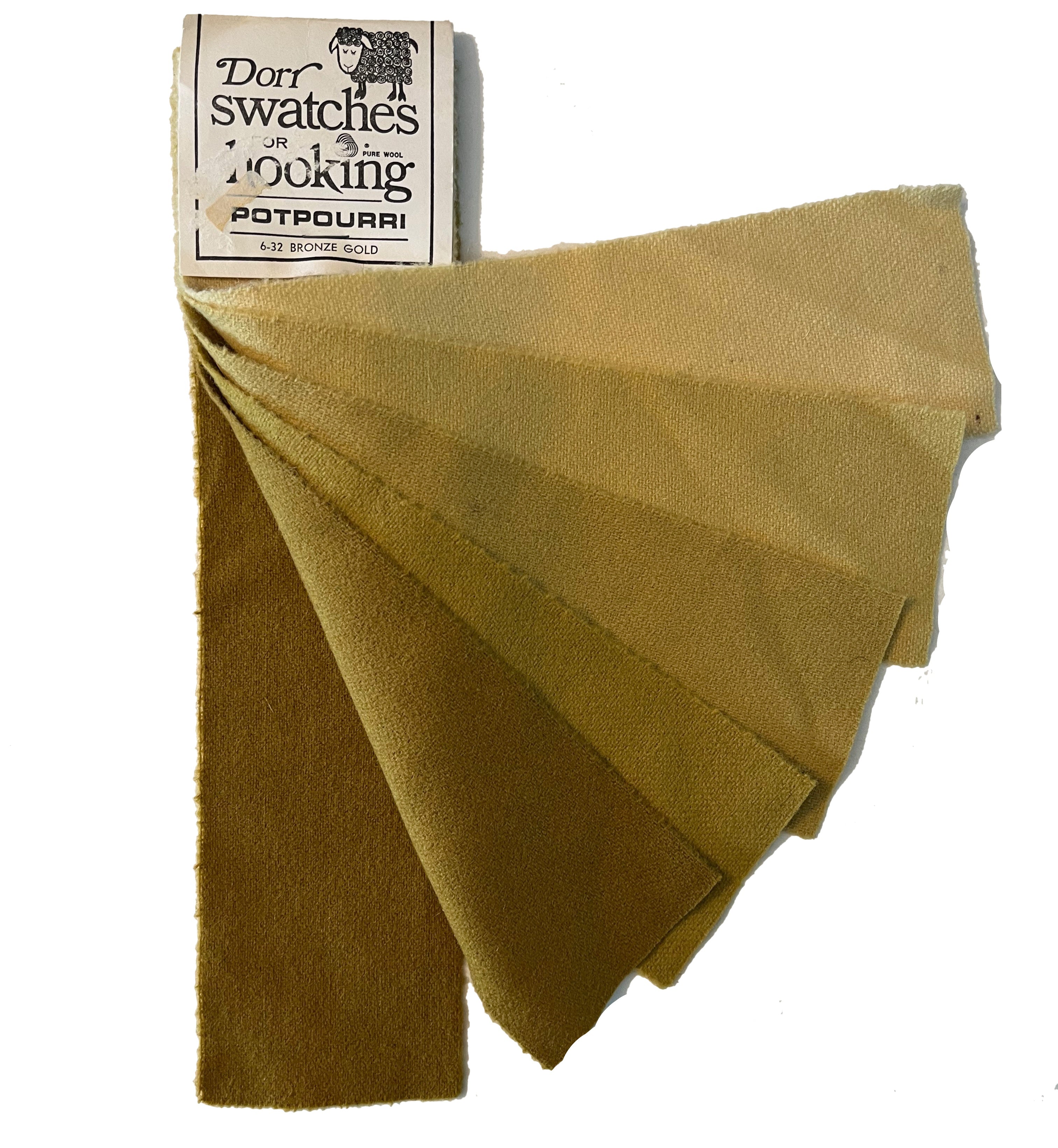 Bronze Gold 6-value Vintage Dorr Mill Swatch for Rug Hooking (6-32)