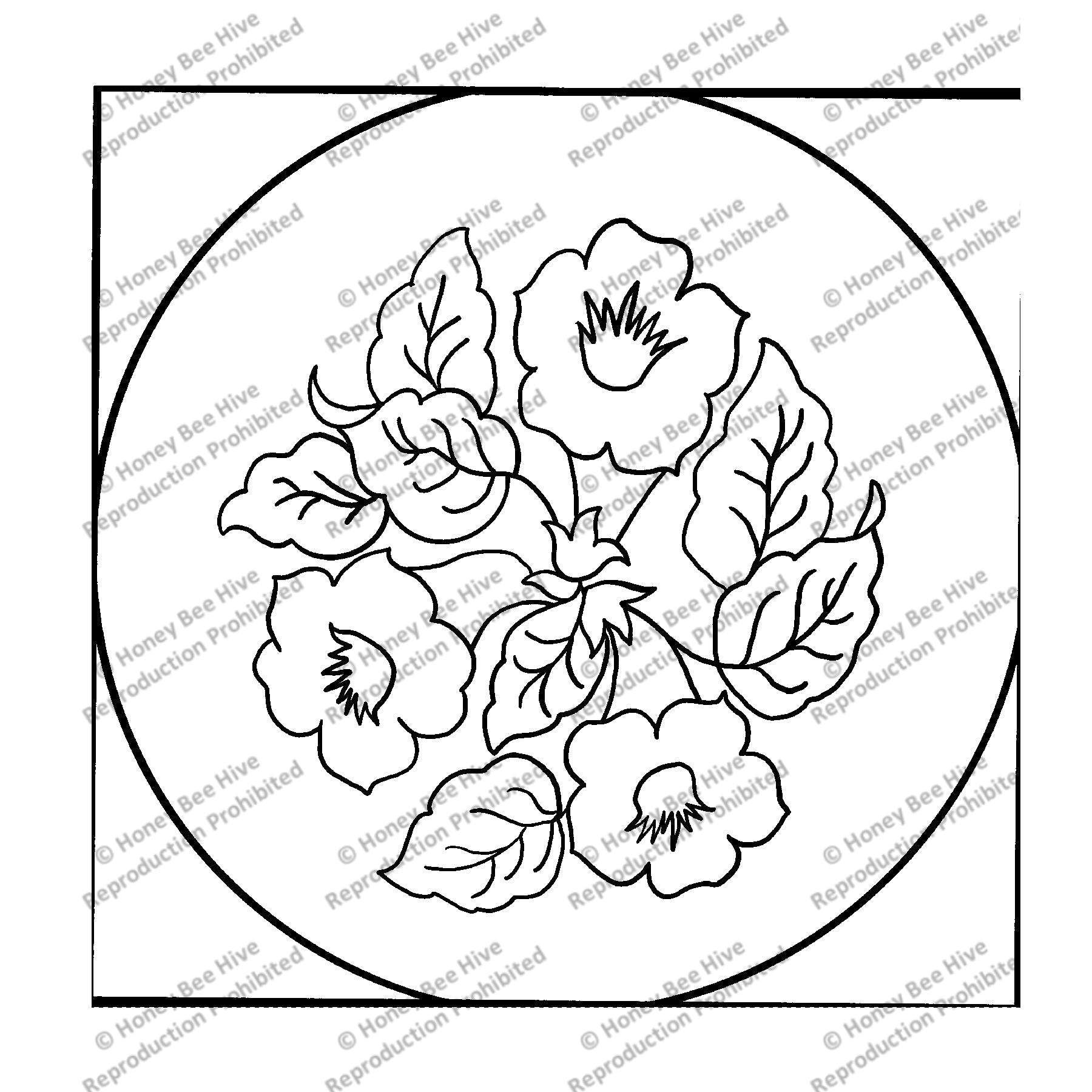 Morning Glories, rug hooking pattern