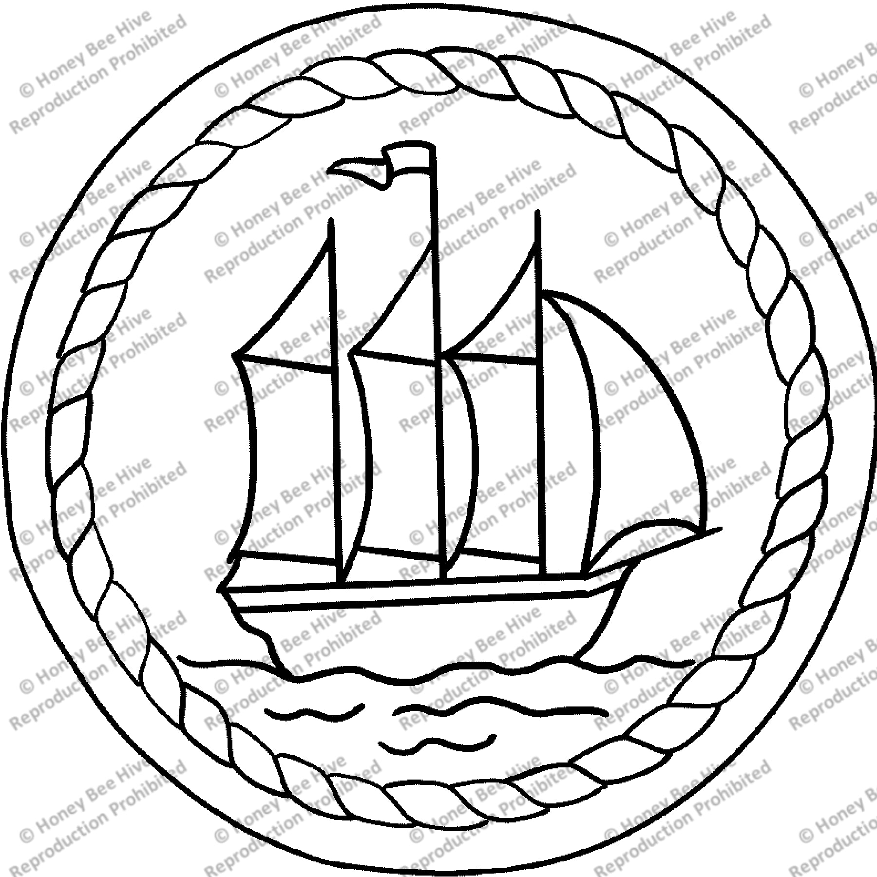 Mayflower II, rug hooking pattern