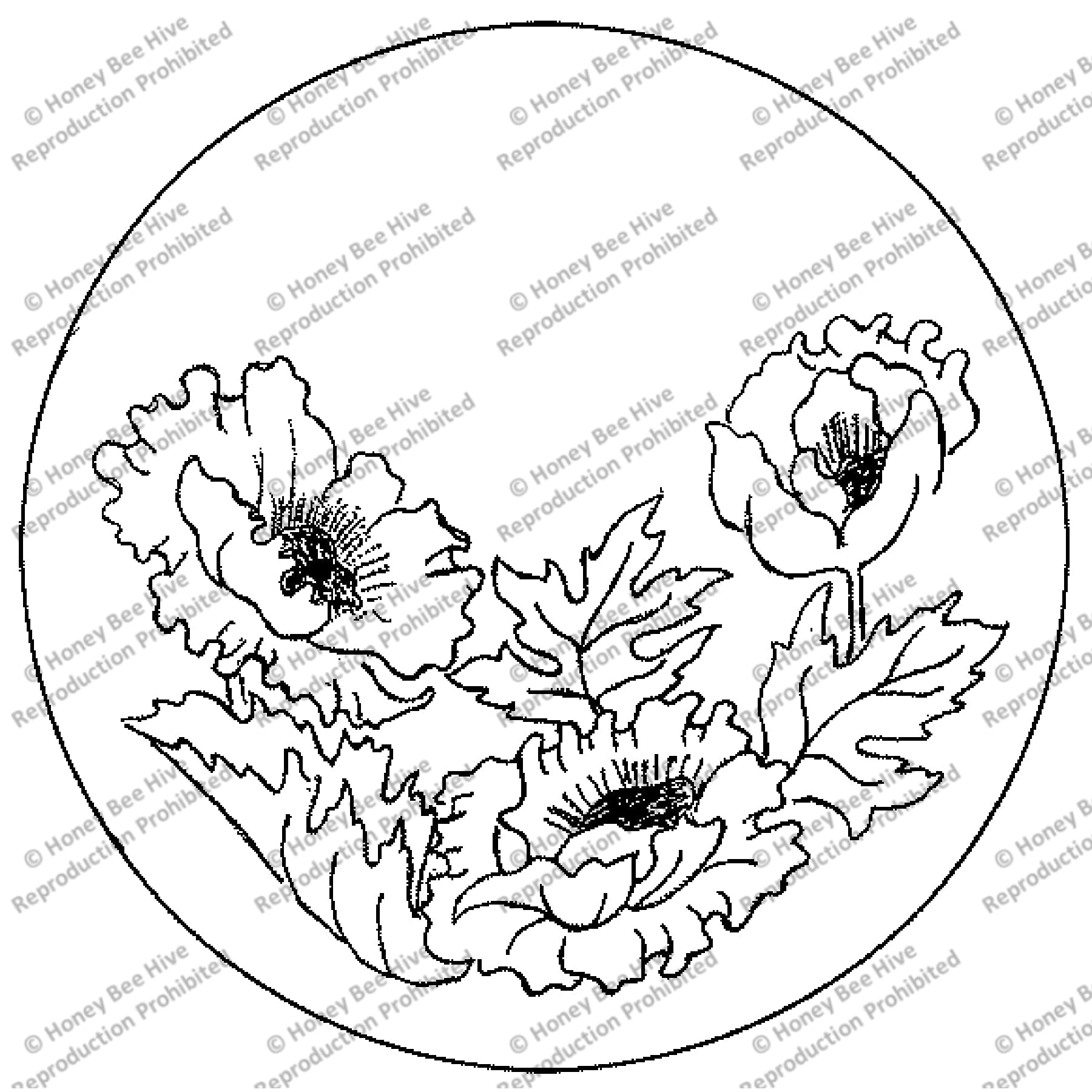 Poppies, rug hooking pattern