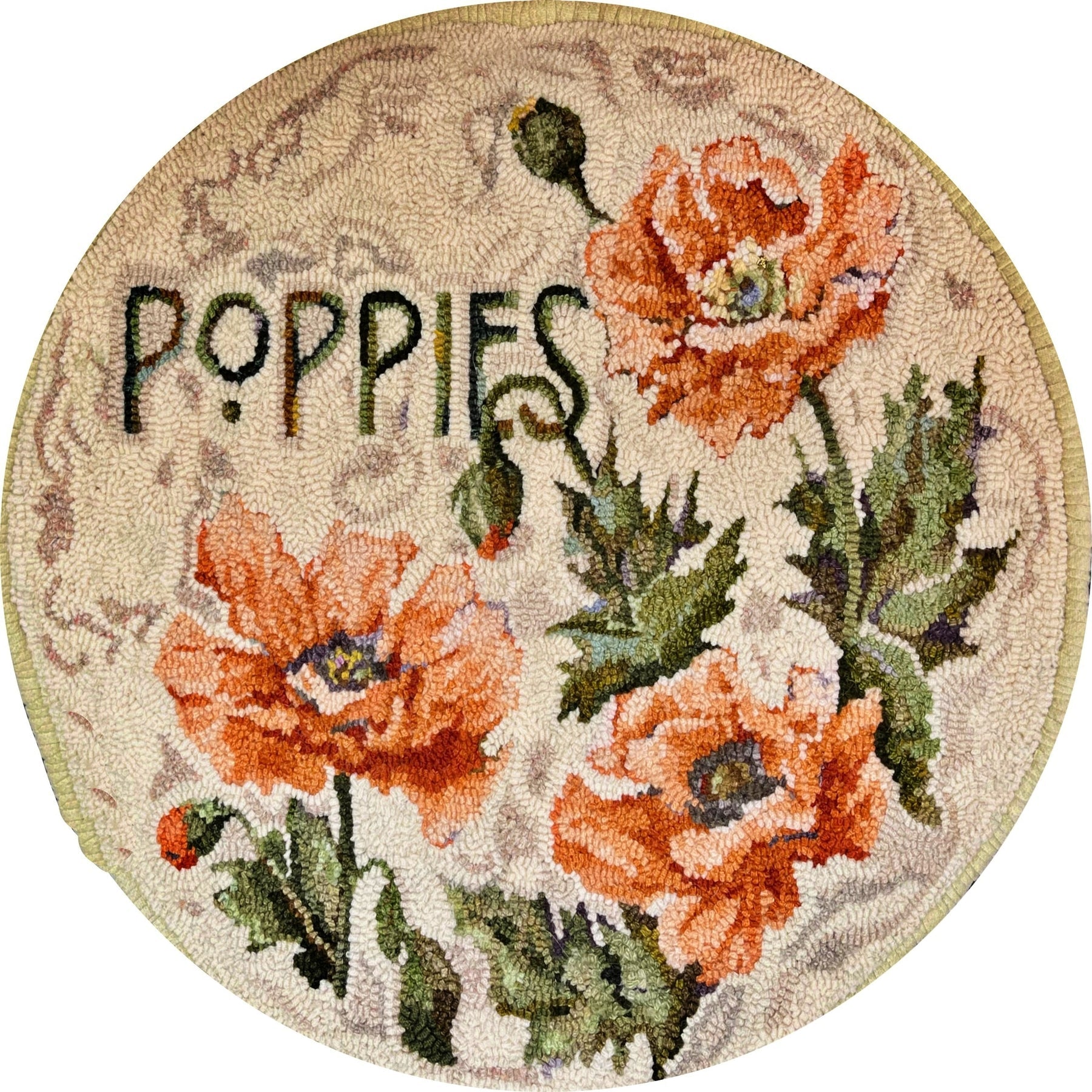 Poppies, rug hooked by Mary Austin (adapted)