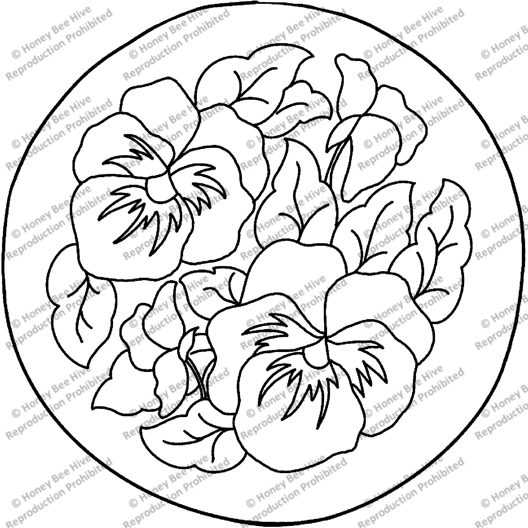 Pansy Patch, rug hooking pattern