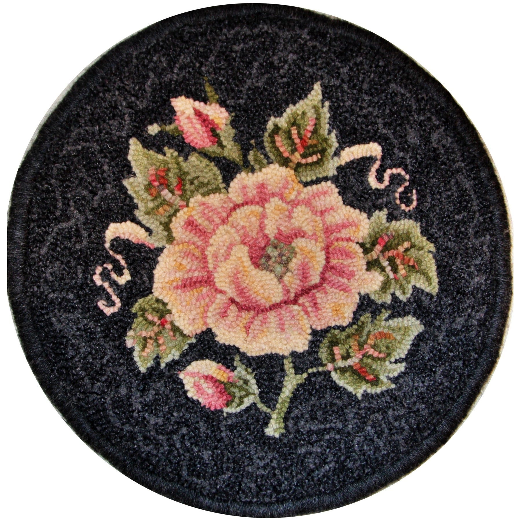 Simple Rose, rug hooked by Joan Montgomery