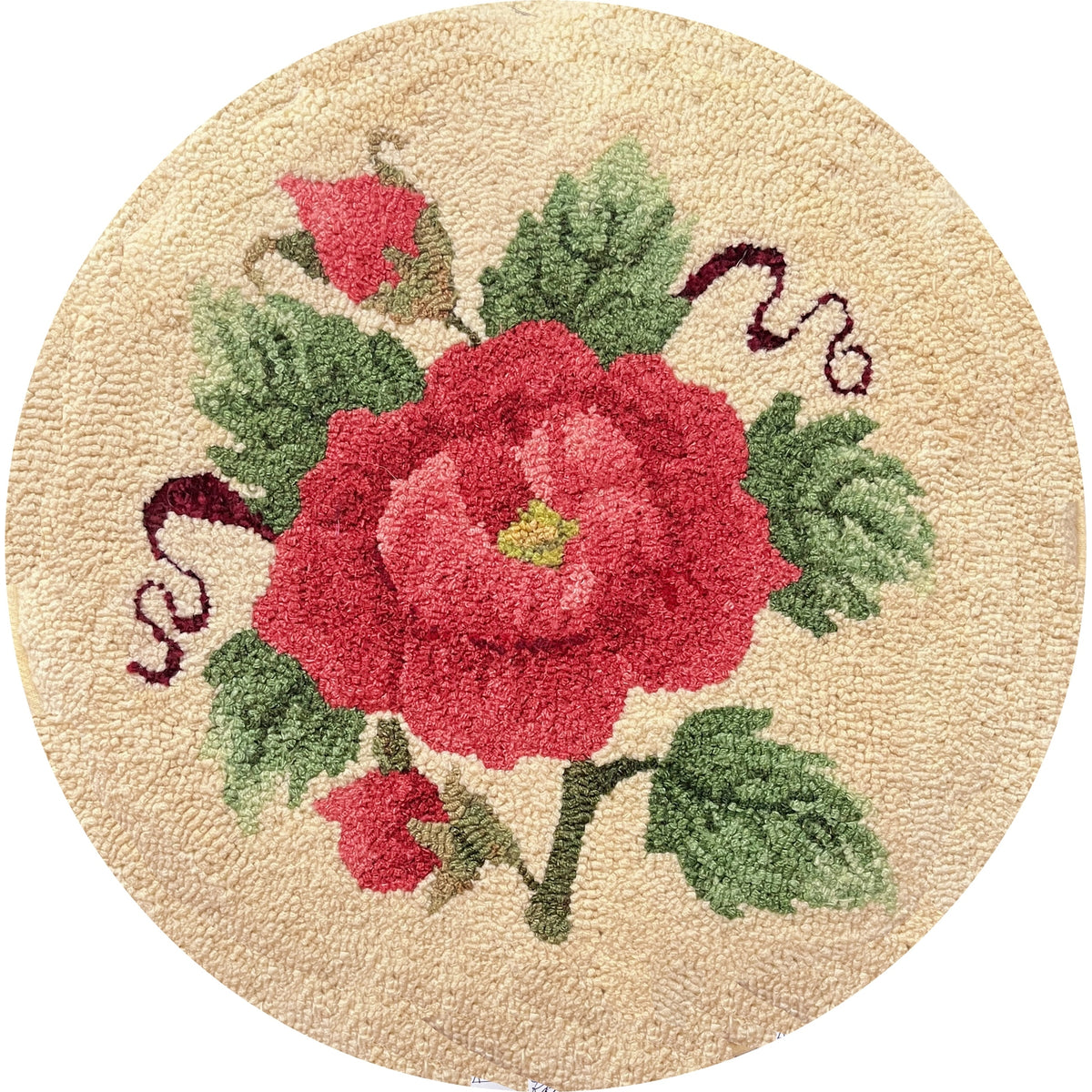 Simple Rose, rug hooked by Kathie Yancey
