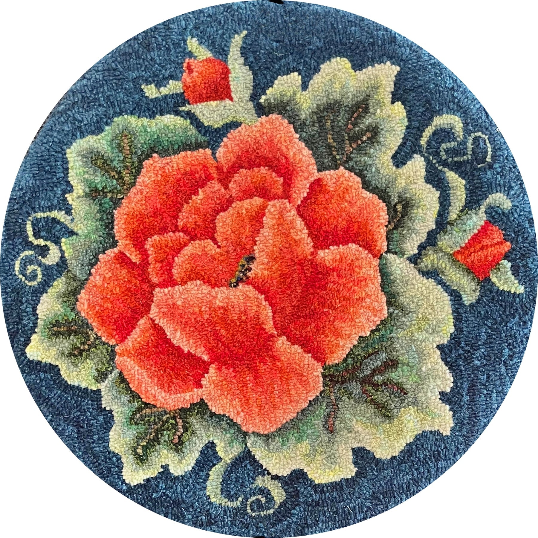 Burnham Rose, rug hooked by Benita Raliegh V3
