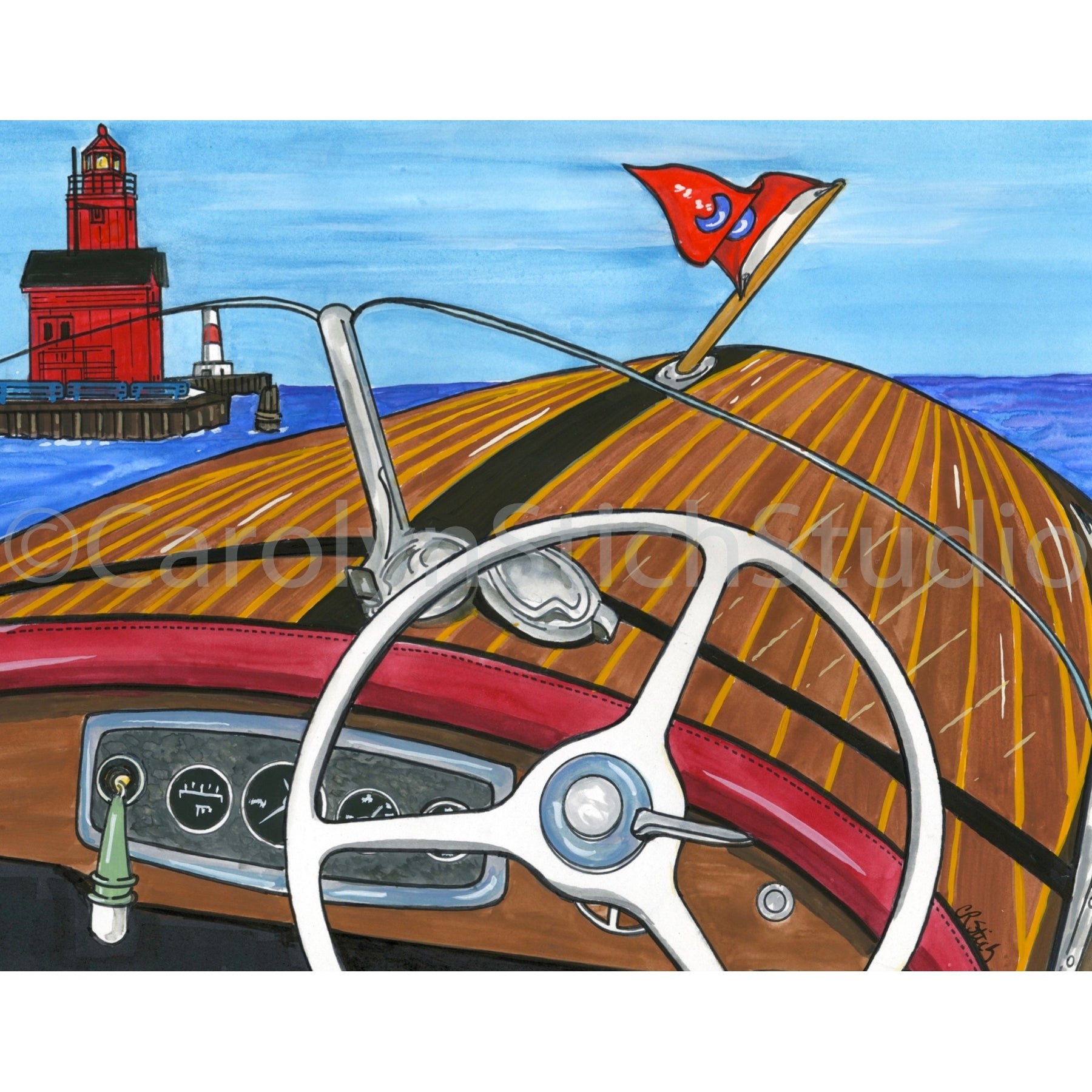 A Day on the Lake, rug hooking pattern
