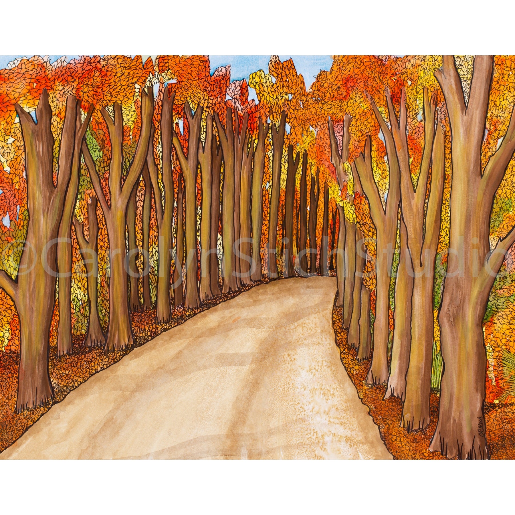Autumn Stroll, rug hooking pattern