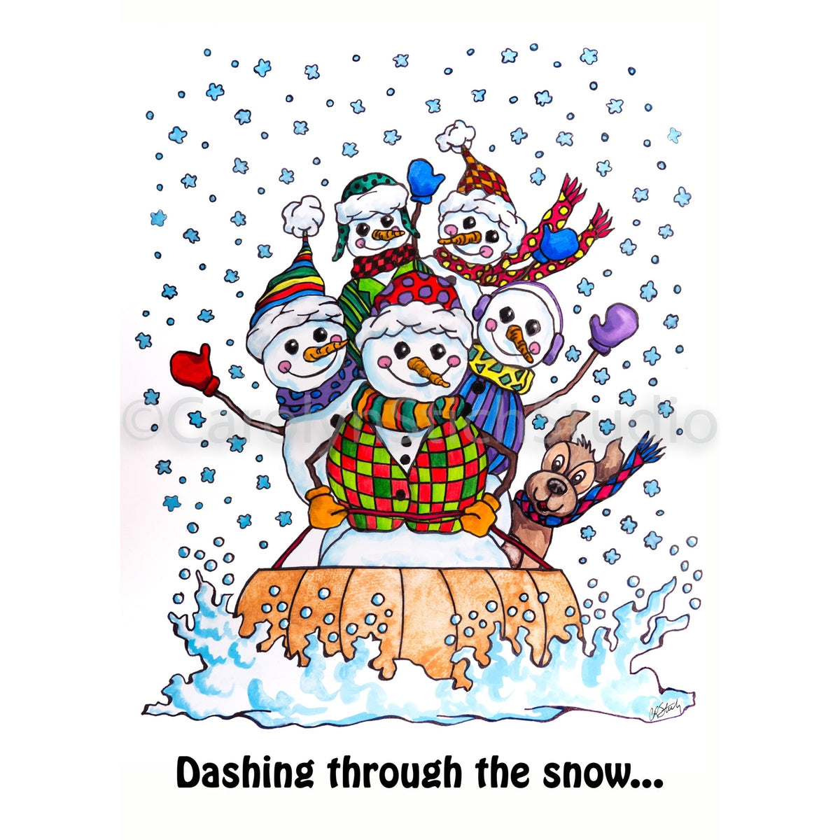Dashing through the Snow, rug hooking pattern