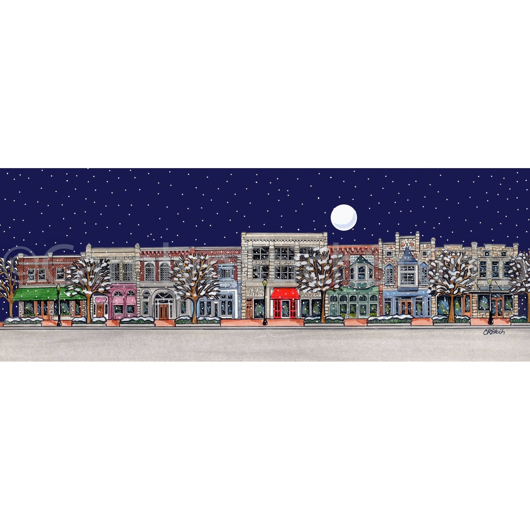 Downtown at Midnight, rug hooking pattern