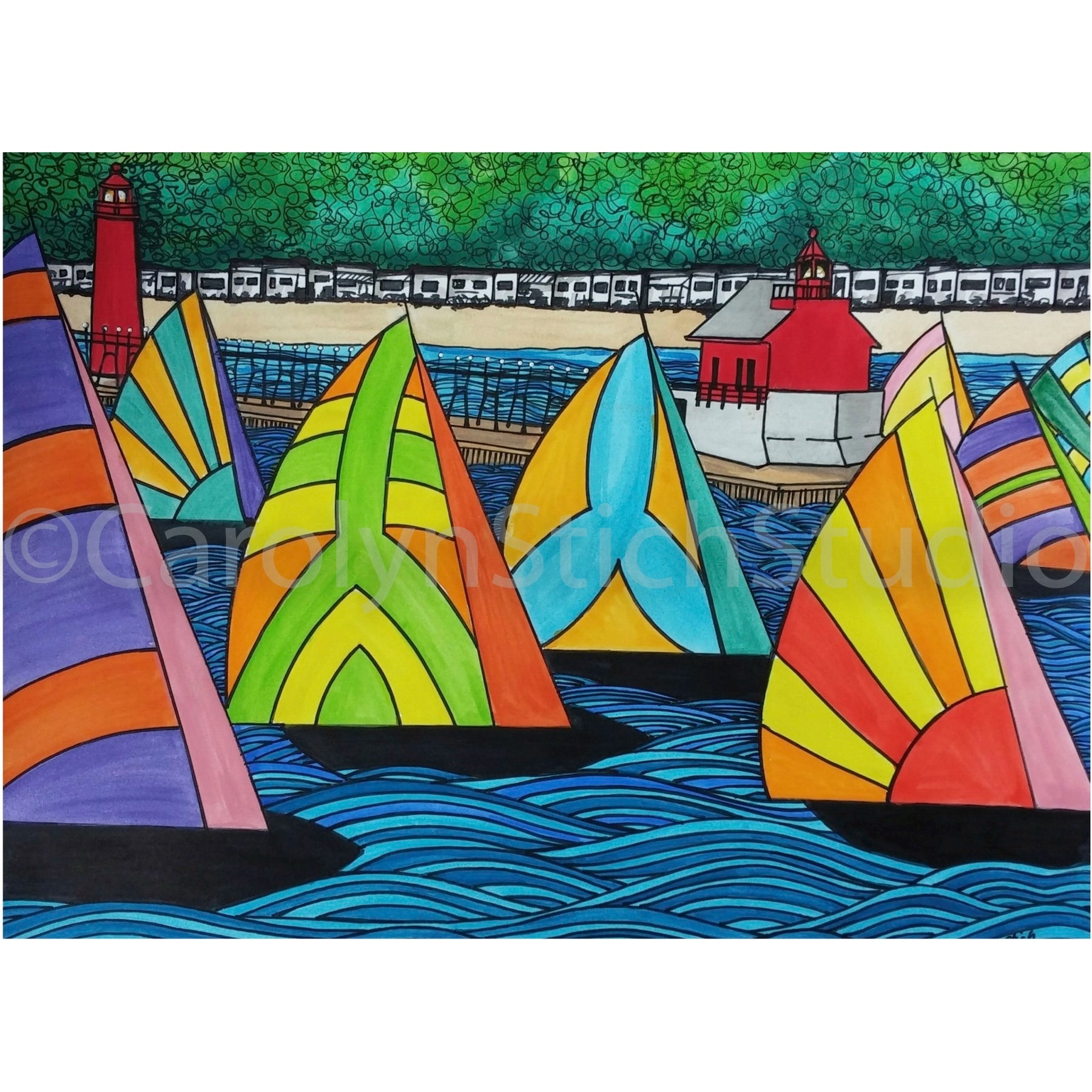 Grand Haven, rug hooking pattern