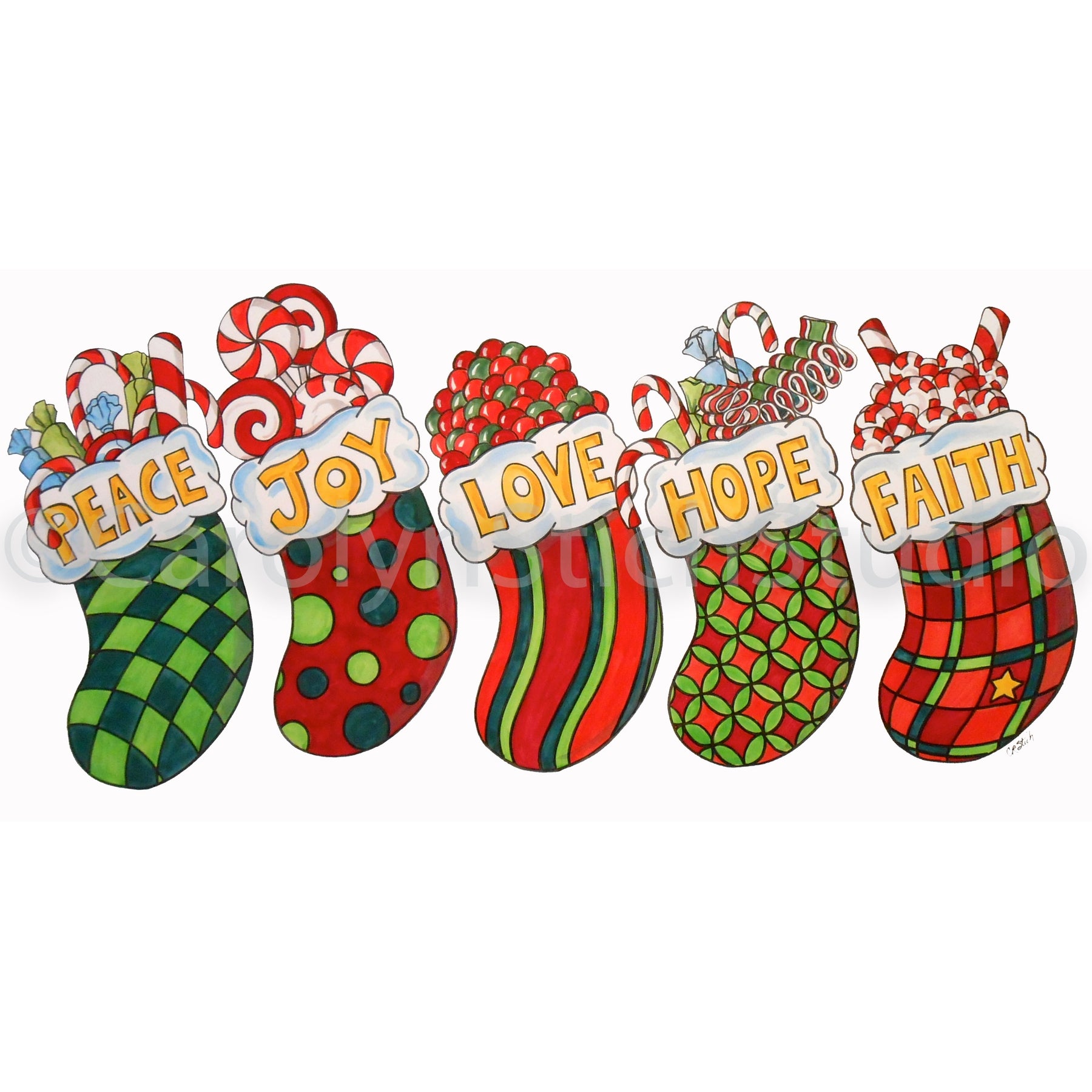 Holiday Wishes, rug hooking pattern