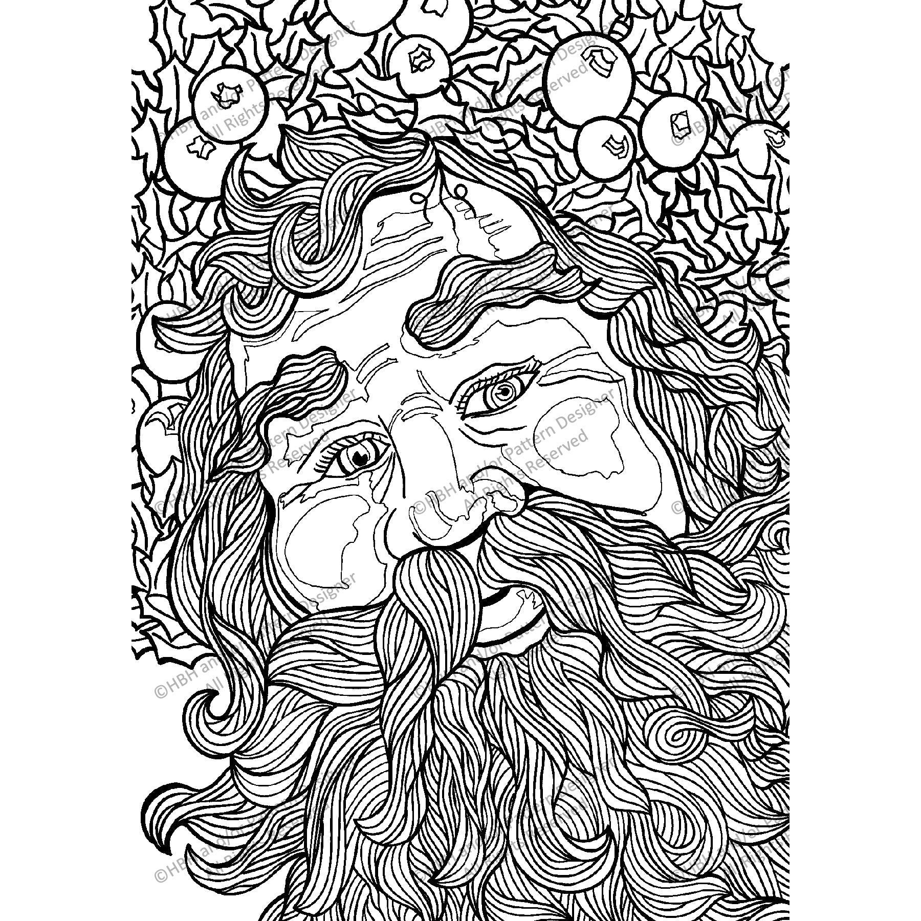 Jolly Ole Saint Nick, rug hooking pattern