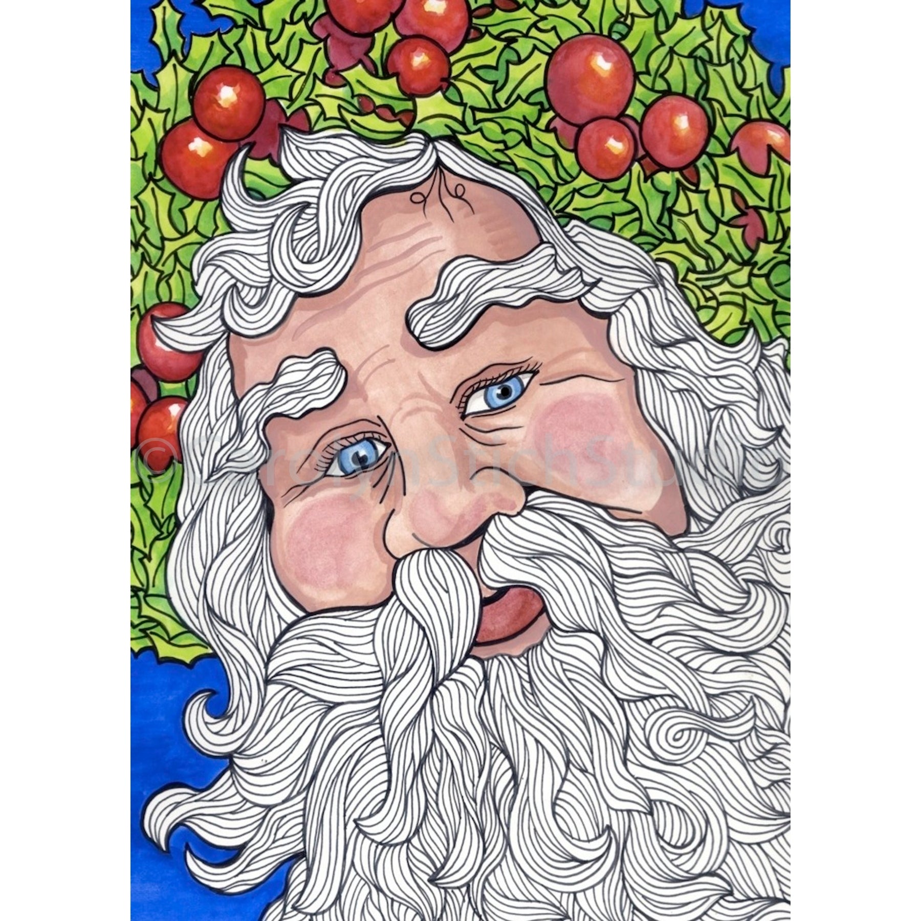 Jolly Ole Saint Nick, rug hooking pattern