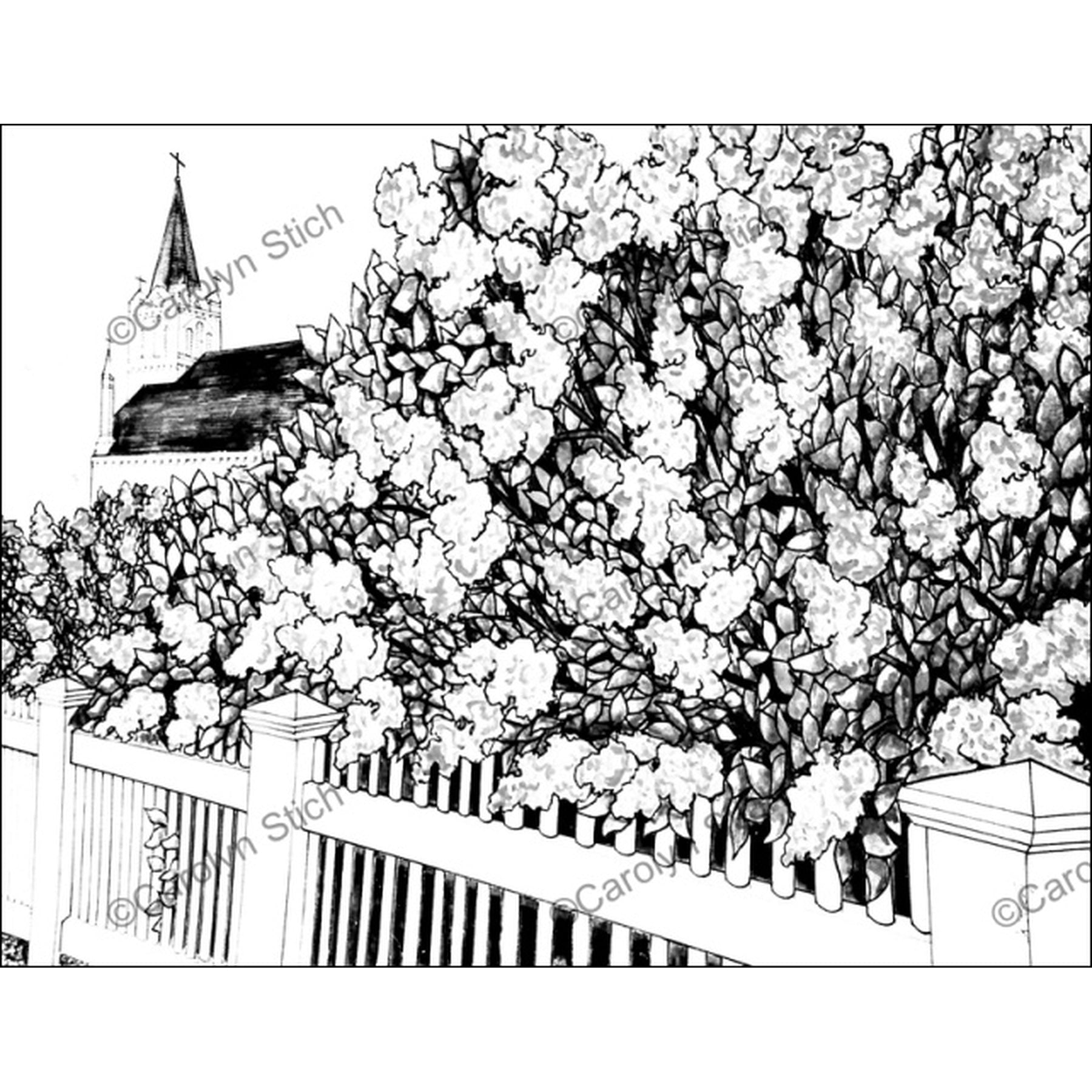 Mackinaw Island Lilacs, rug hooking pattern