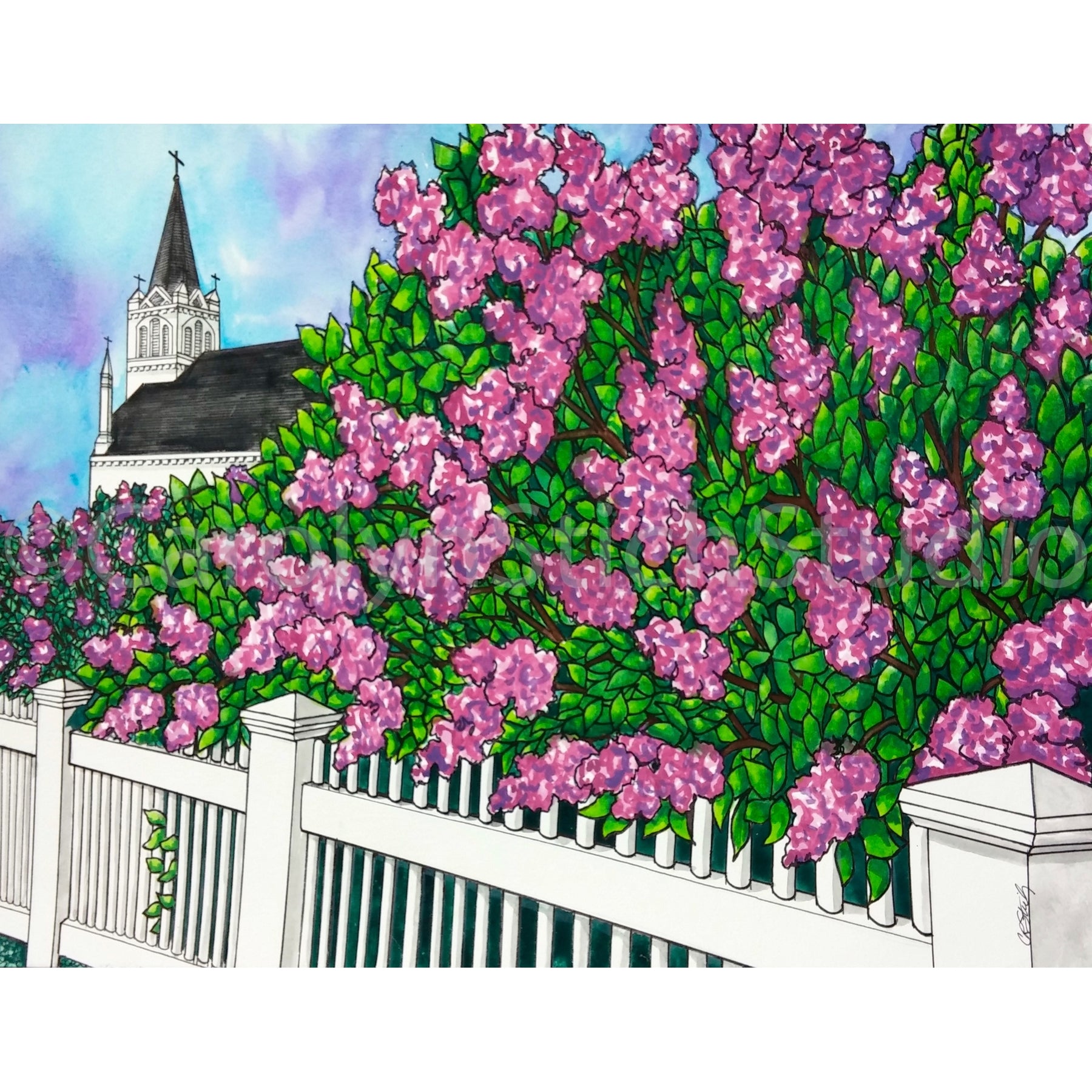 Mackinaw Island Lilacs, rug hooking pattern