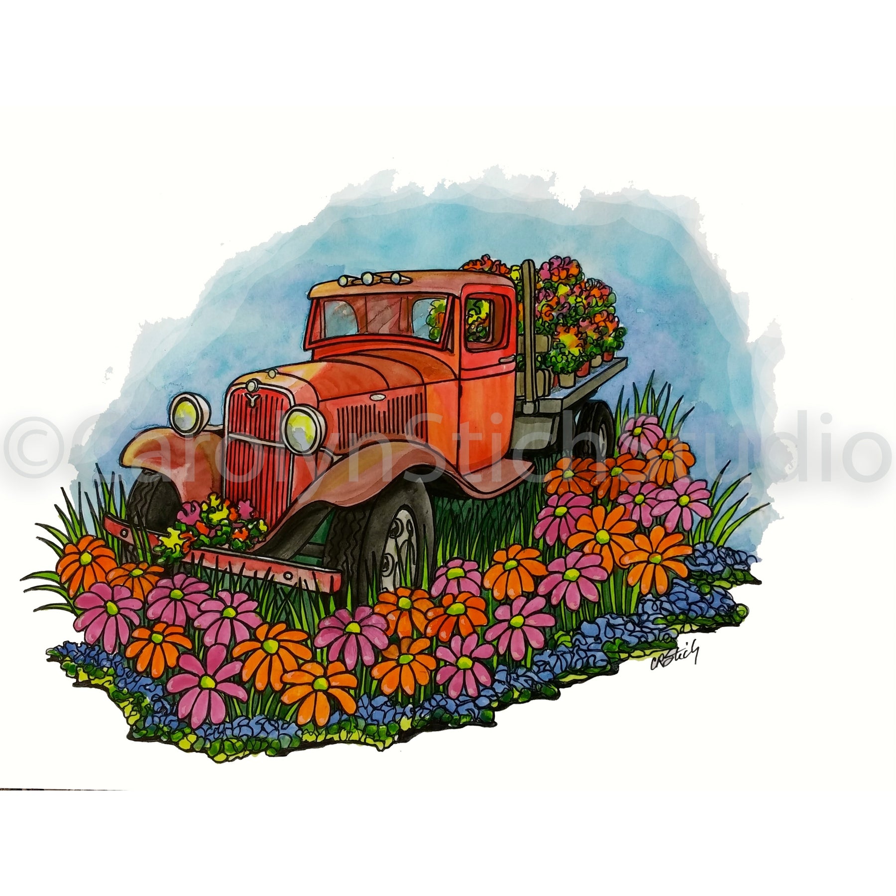 Maudes Truck, rug hooking pattern