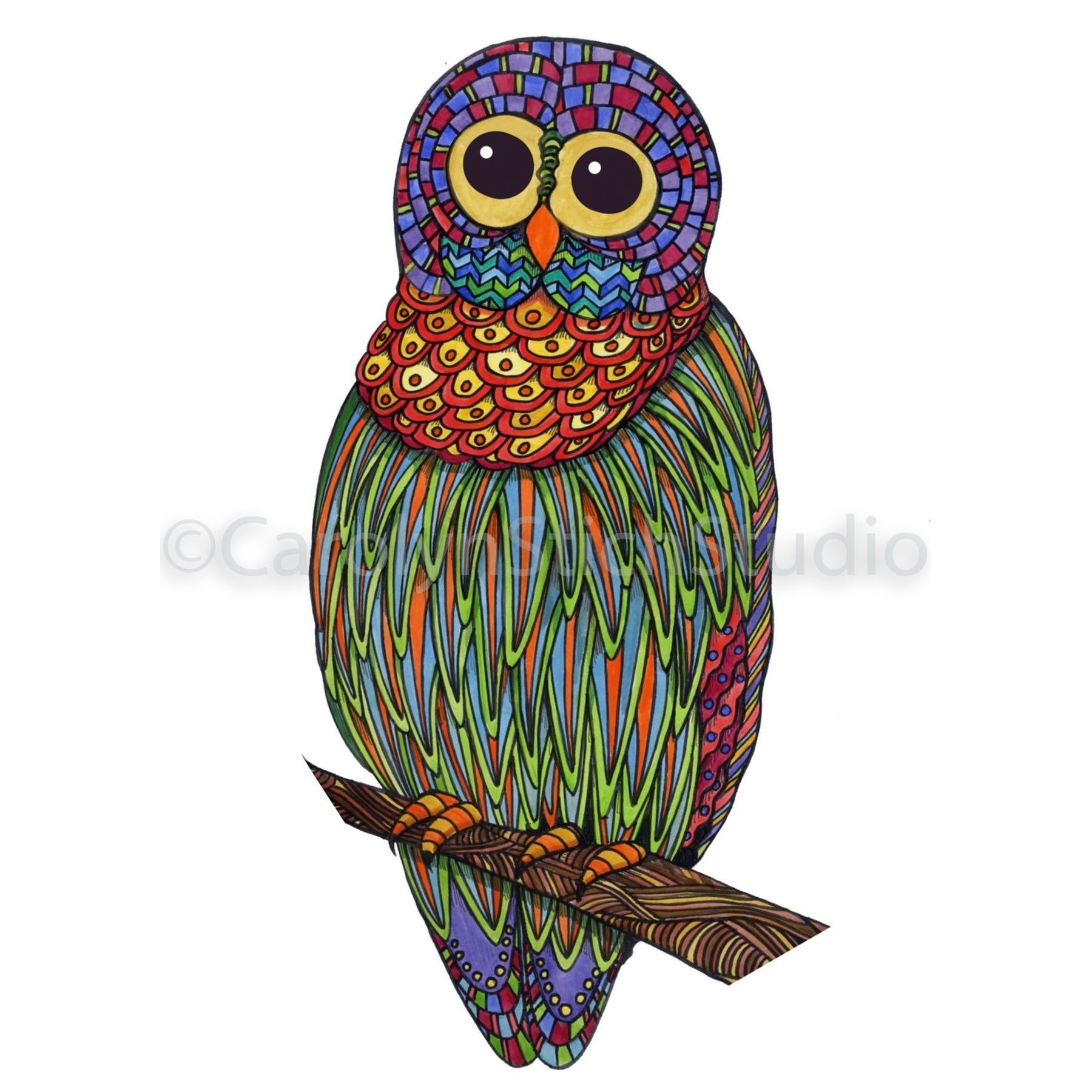 Owl Power, rug hooking pattern
