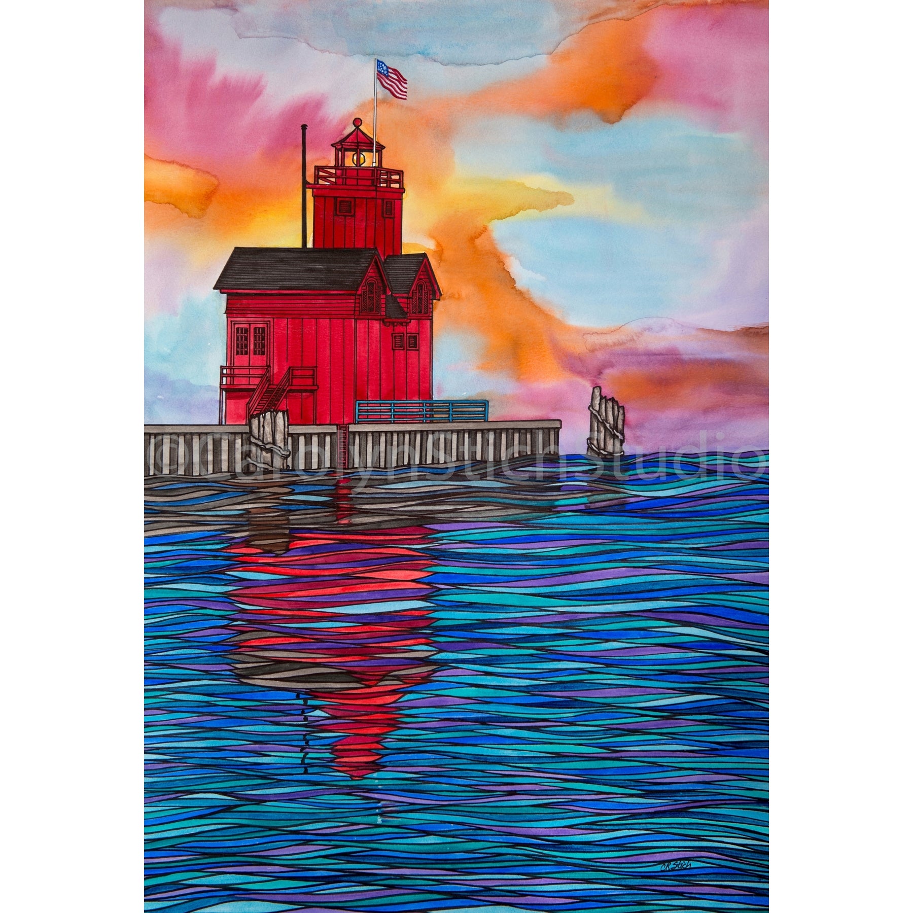 Reflections, rug hooking pattern